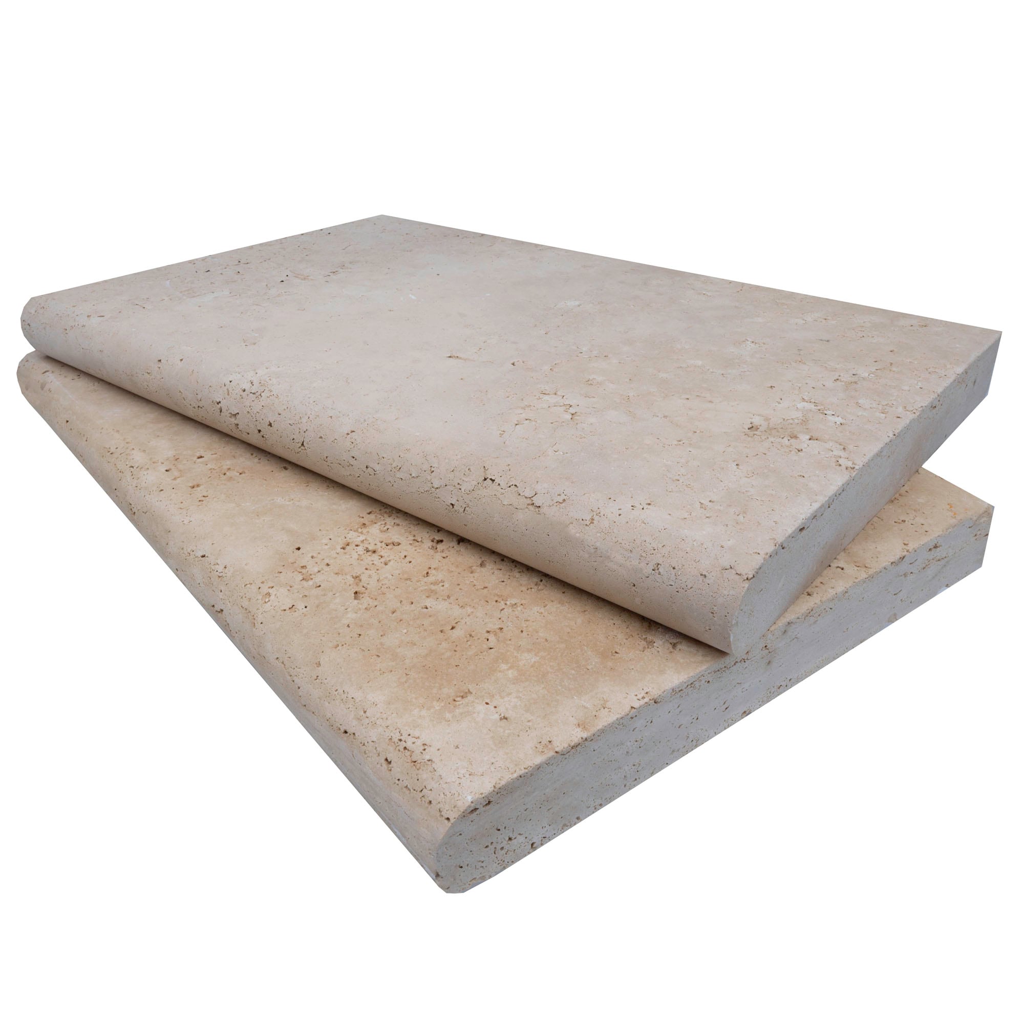 Ivory Travertine Tumbled 16x24x2 Single Bullnose Coping - Premium