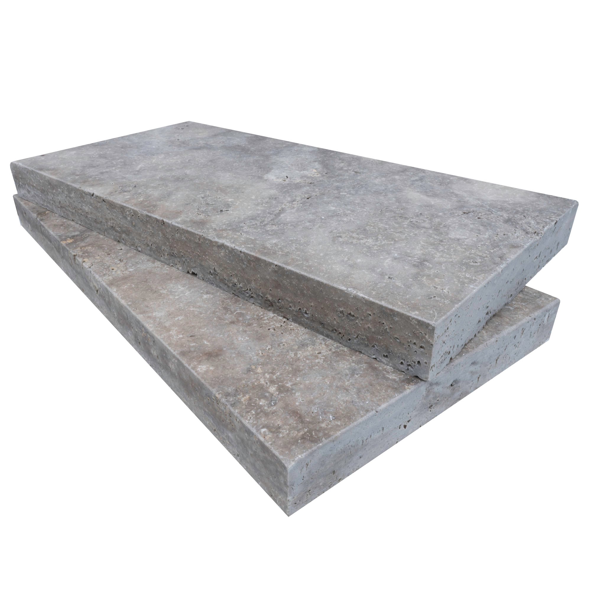 Silver Travertine Tumbled 12x24x2 Eased Edge Coping - Premium
