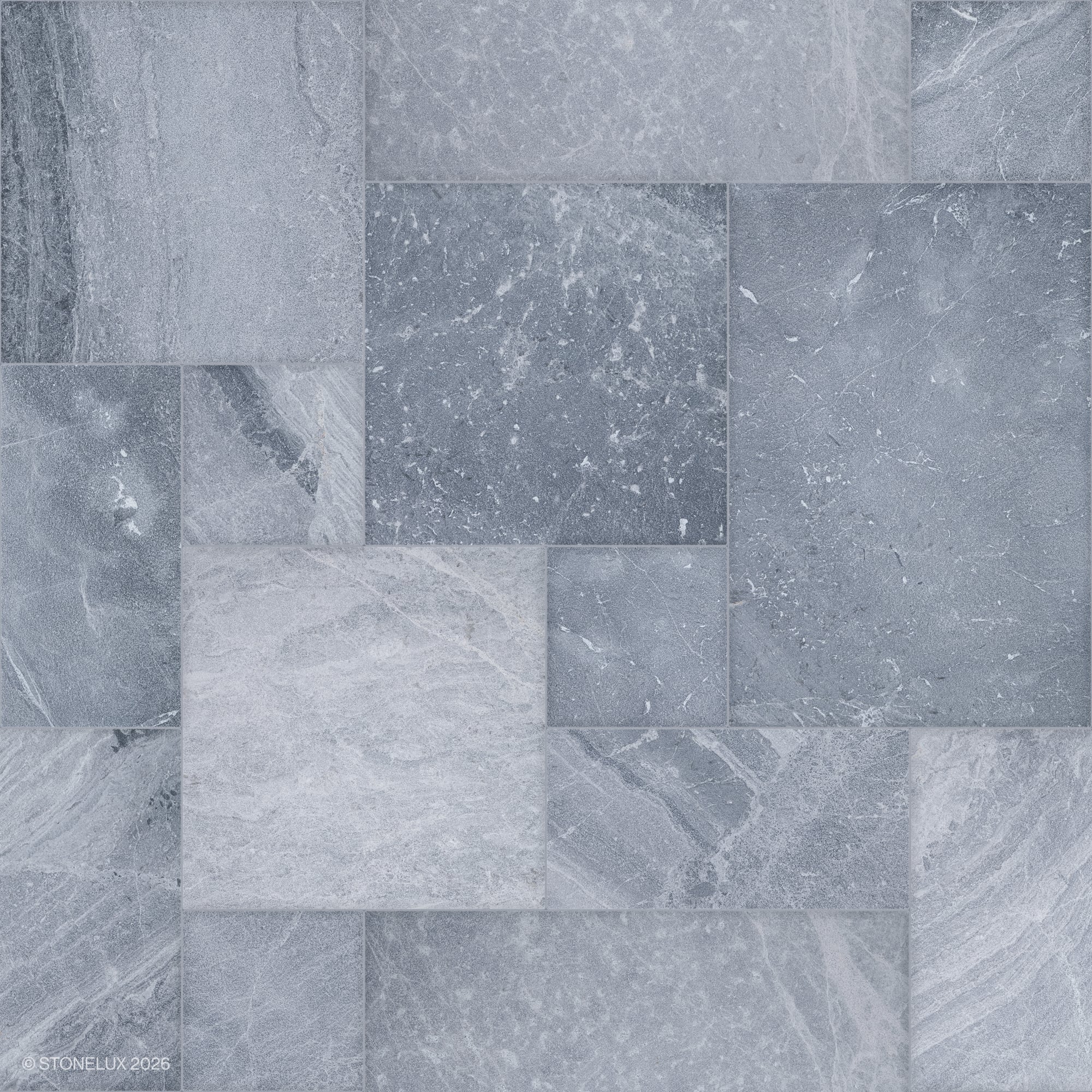 Aegean Grey Marble Sand Blasted French Pattern 3cm Paver