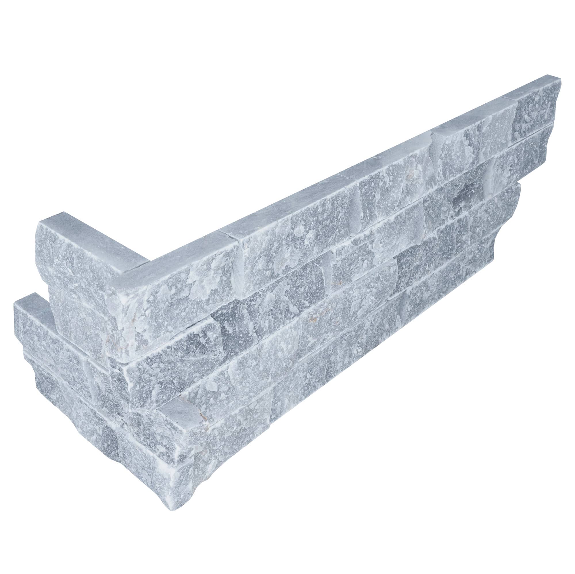Arctic Grey Marble Splitface Ledger Panel Corner - 6x18