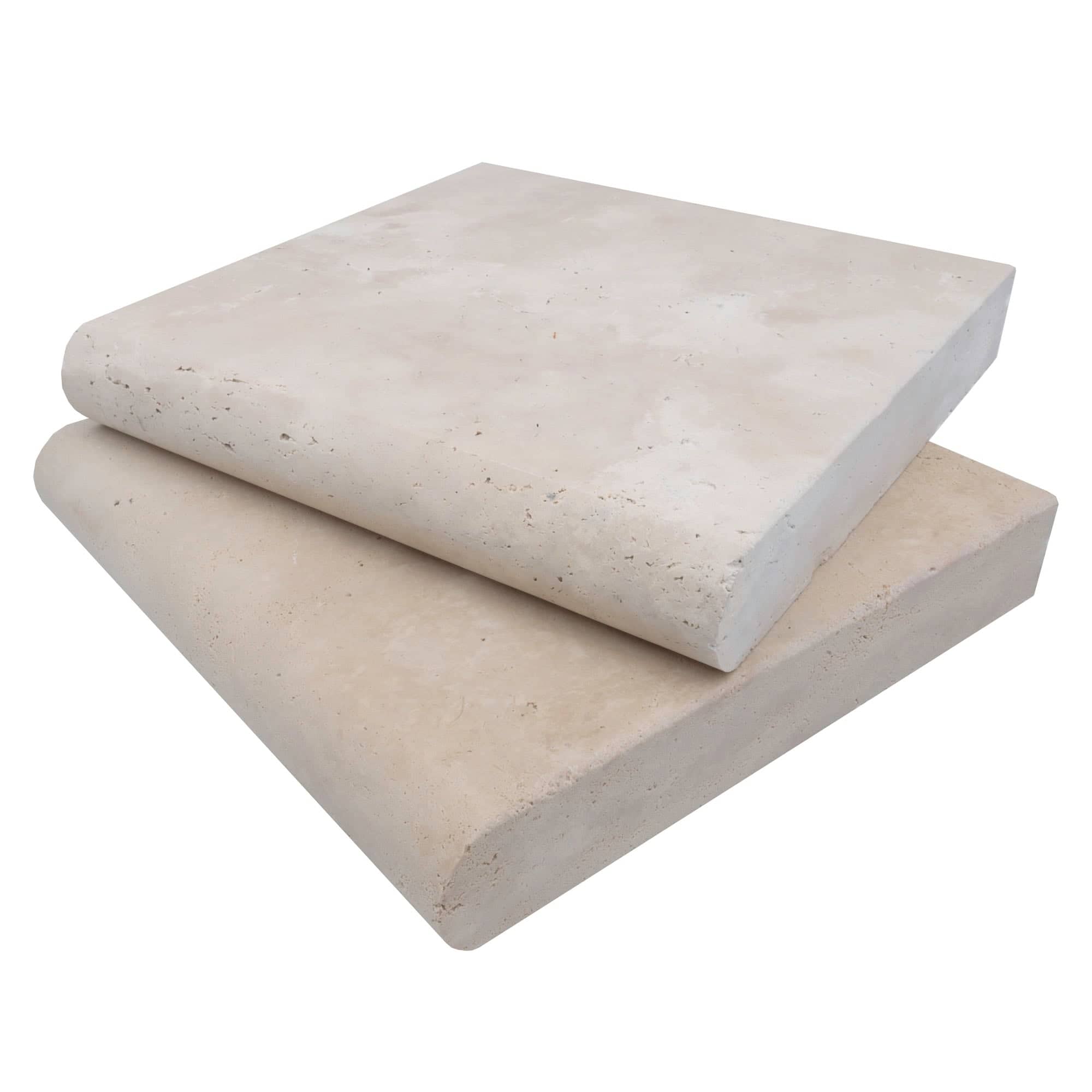Ivory Travertine Tumbled 12x12x2 Single Bullnose Coping - Premium