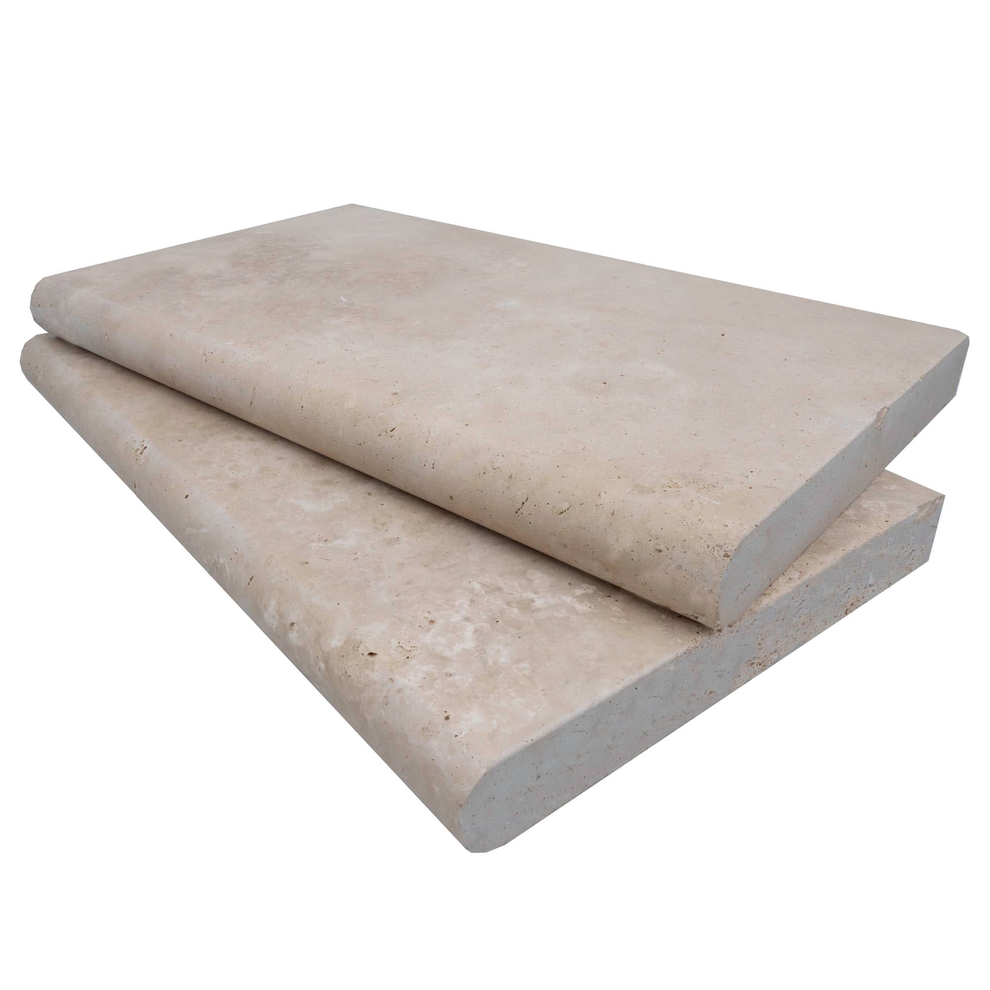 Ivory Travertine Tumbled 14x24x2 Single Bullnose Coping - Premium