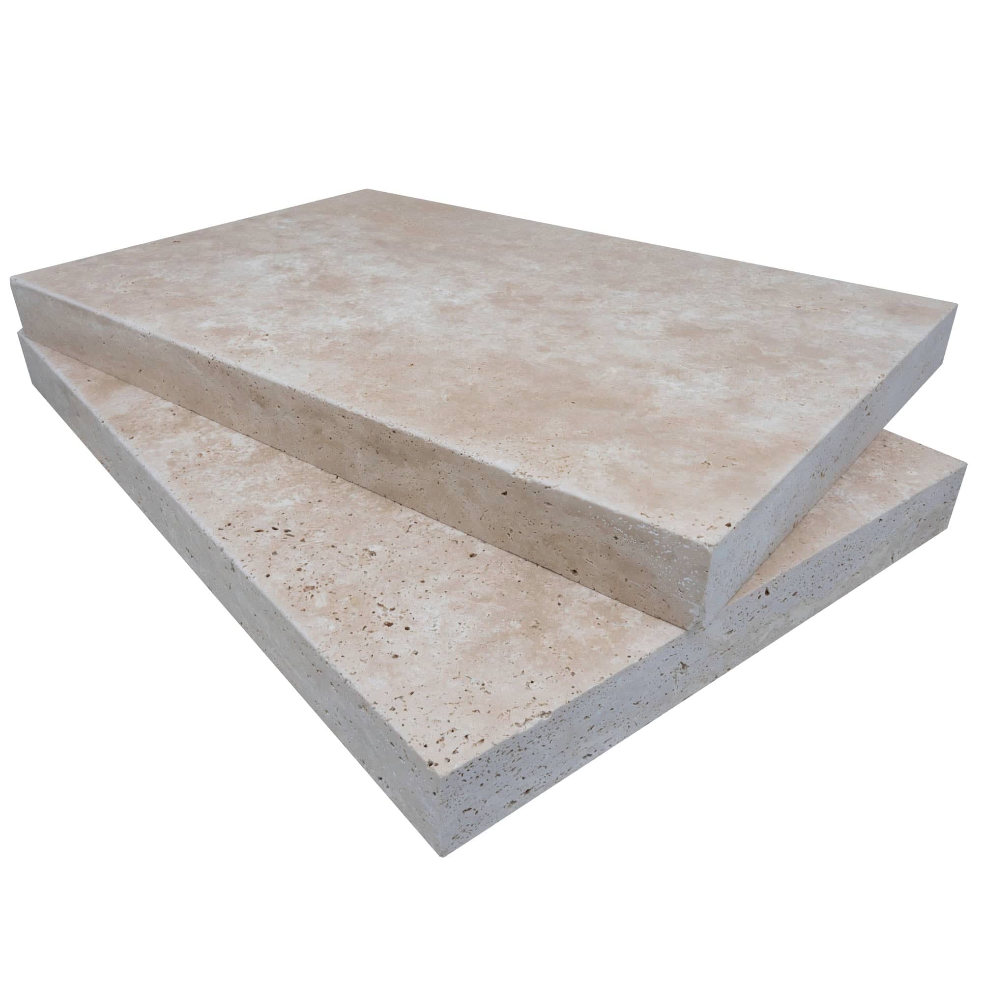 Ivory Travertine Tumbled 16x24x2 Eased Edge Coping - Premium