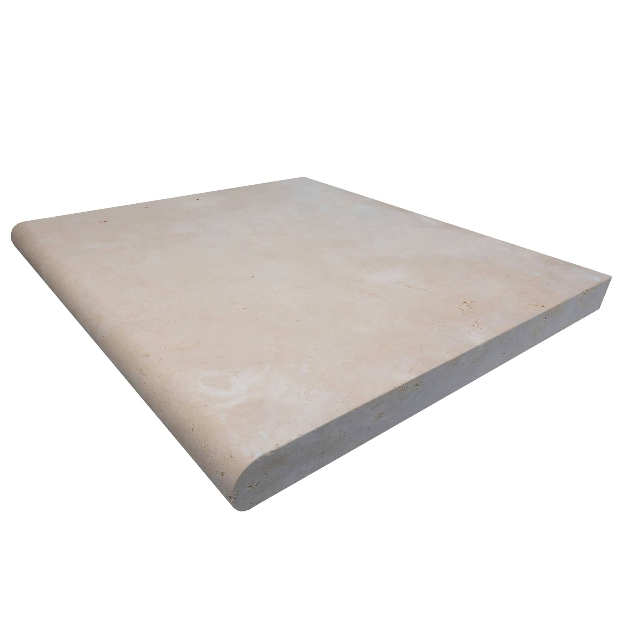 Ivory Travertine Tumbled 24x24x2 Single Bullnose Coping - Premium