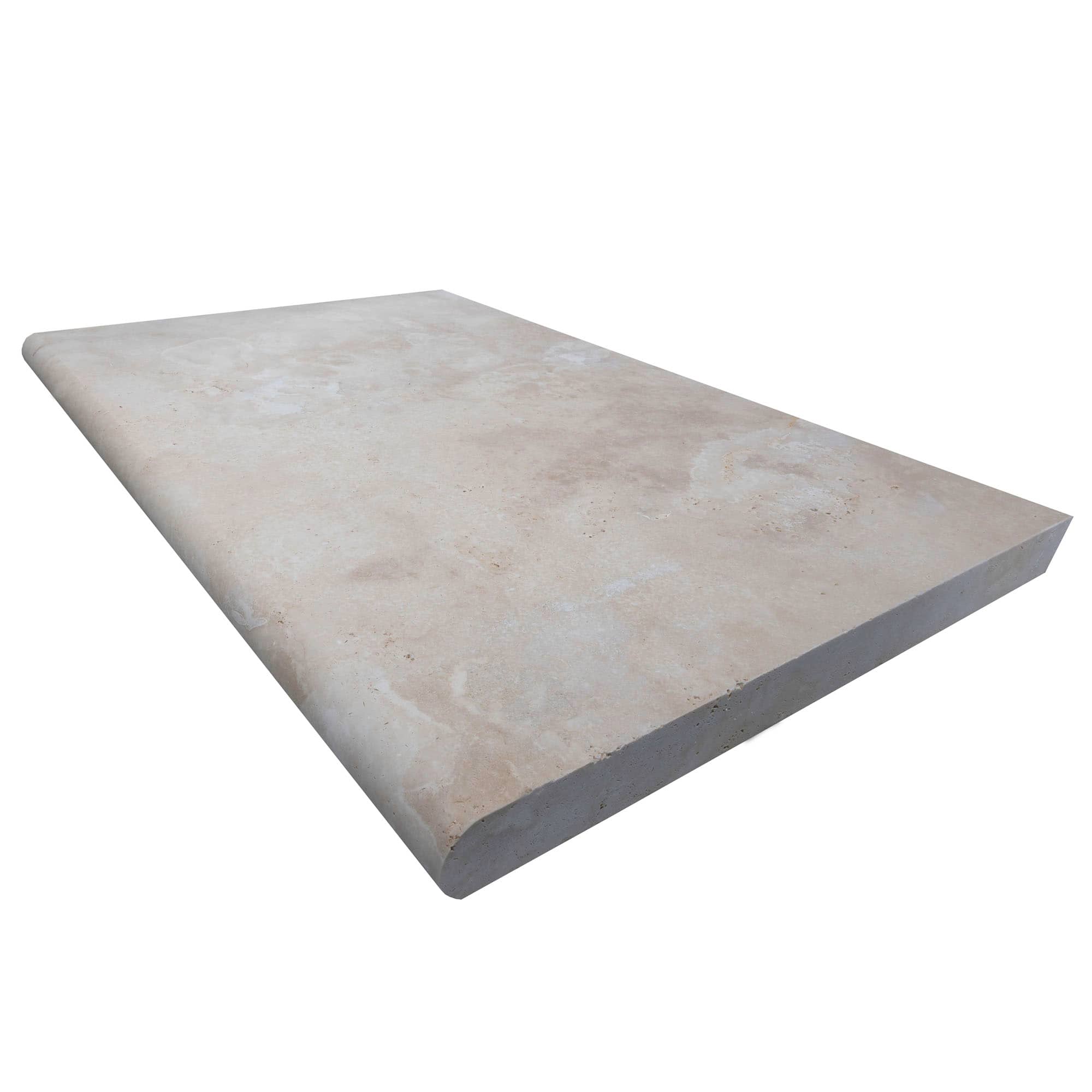 Ivory Travertine Tumbled 24x36x2 Single Bullnose Coping - Premium