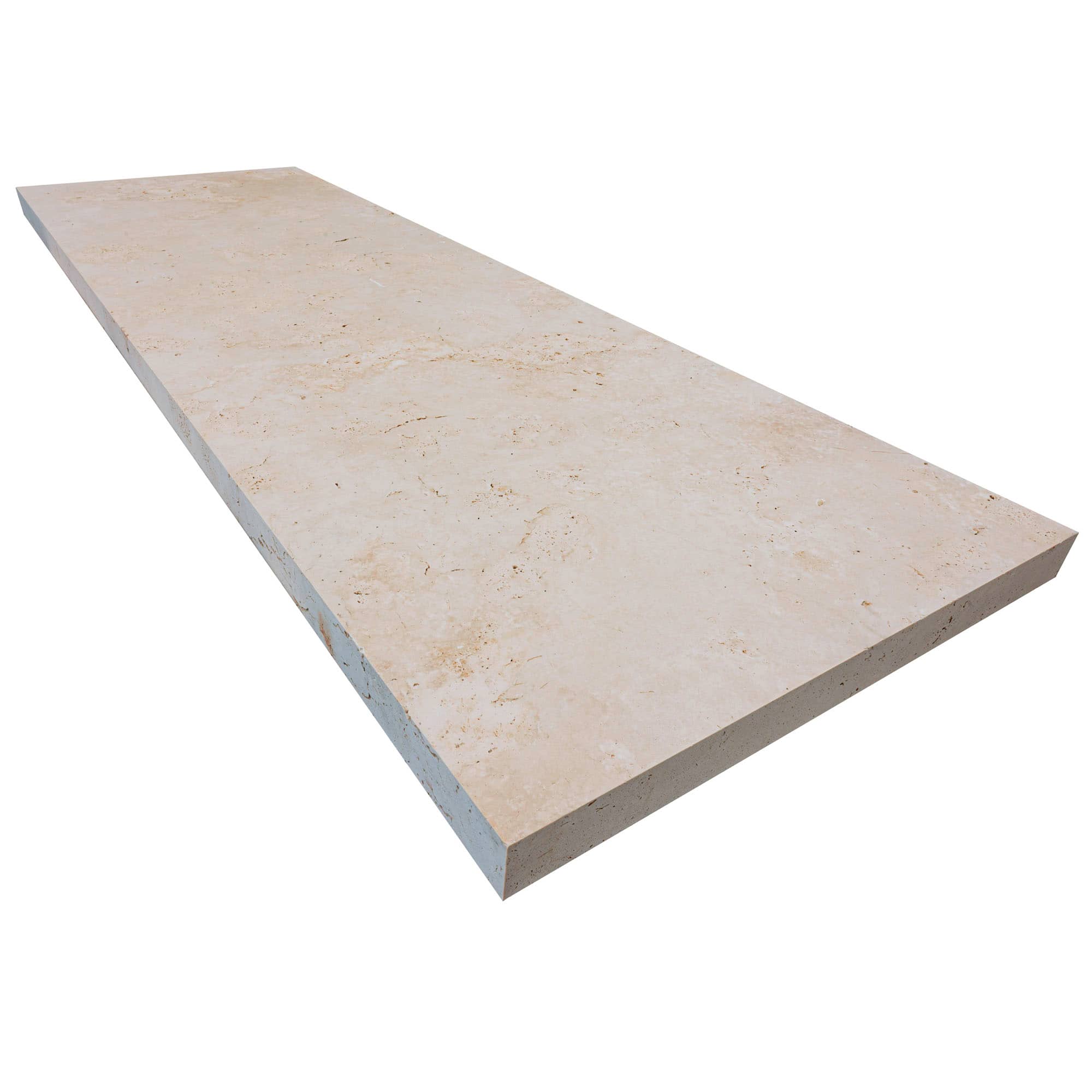 Ivory Travertine Tumbled 24x72x2 Eased Edge Tread - Premium