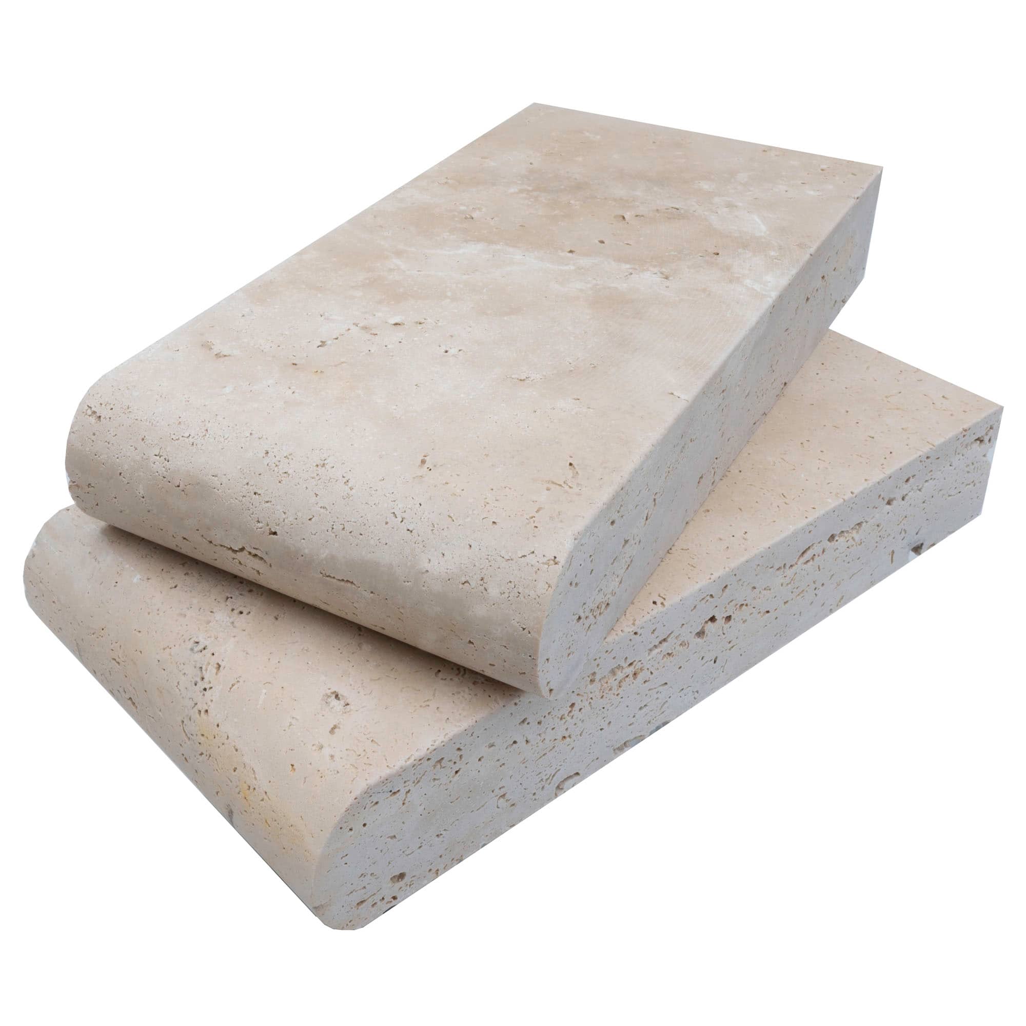 Ivory Travertine Tumbled 6x12x2 Single Bullnose Coping - Premium