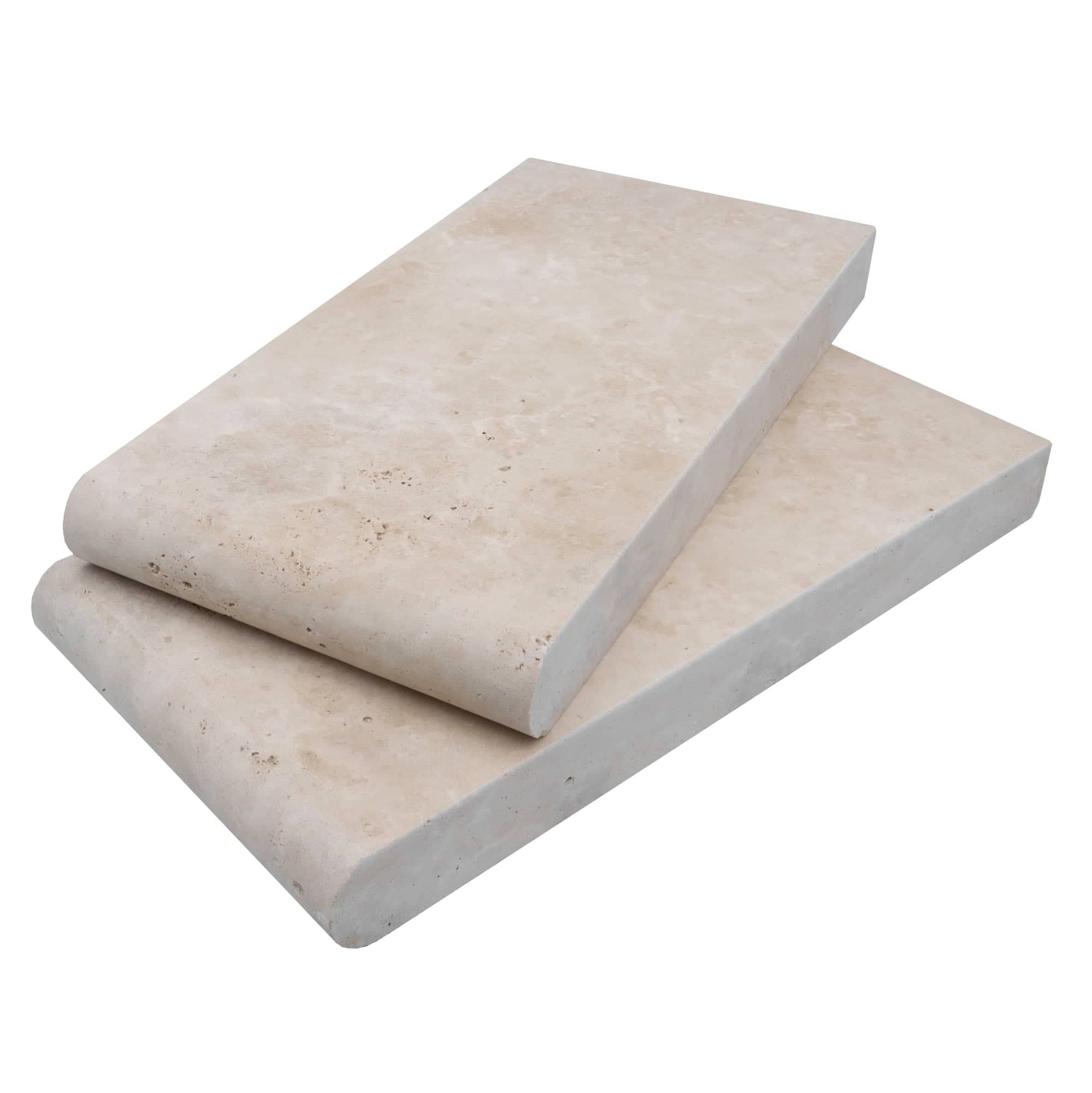 Ivory Travertine Tumbled 6x12x3cm Single Bullnose Coping - Premium