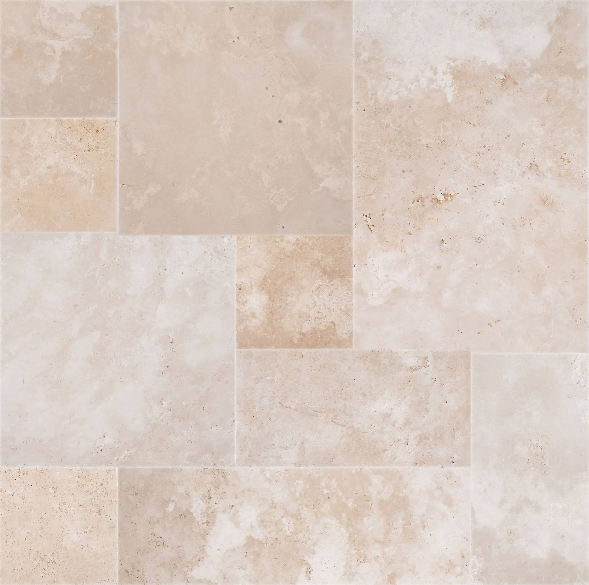 Ivory Travertine Tumbled French Pattern 3cm Paver - Premium