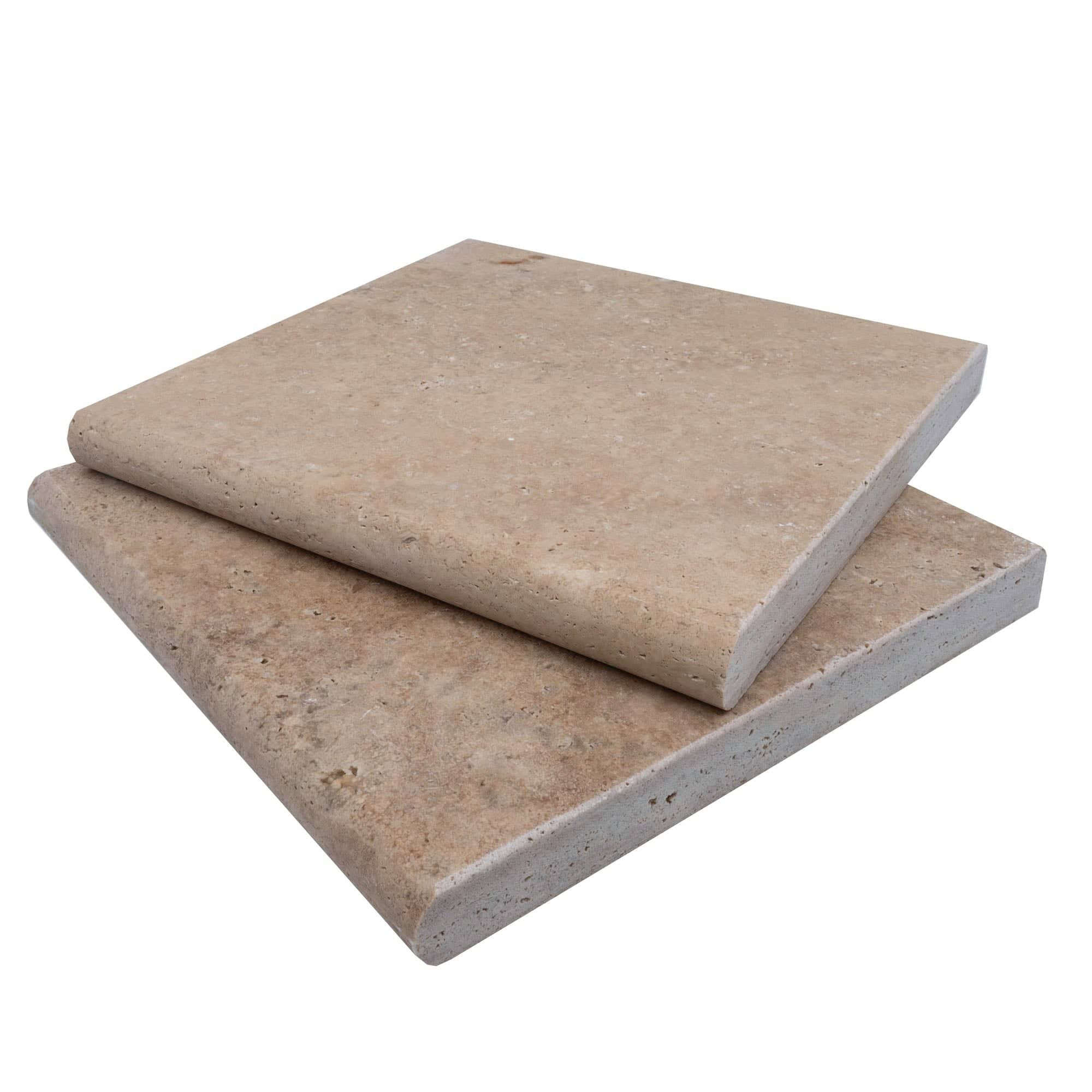 Walnut Travertine Tumbled 12x12x3cm Single Bullnose Coping - Premium