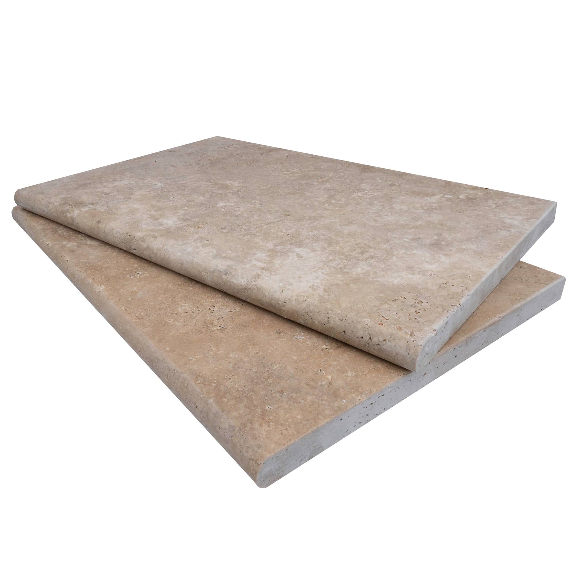 Walnut Travertine Tumbled 16x24x3cm Single Bullnose Coping - Premium