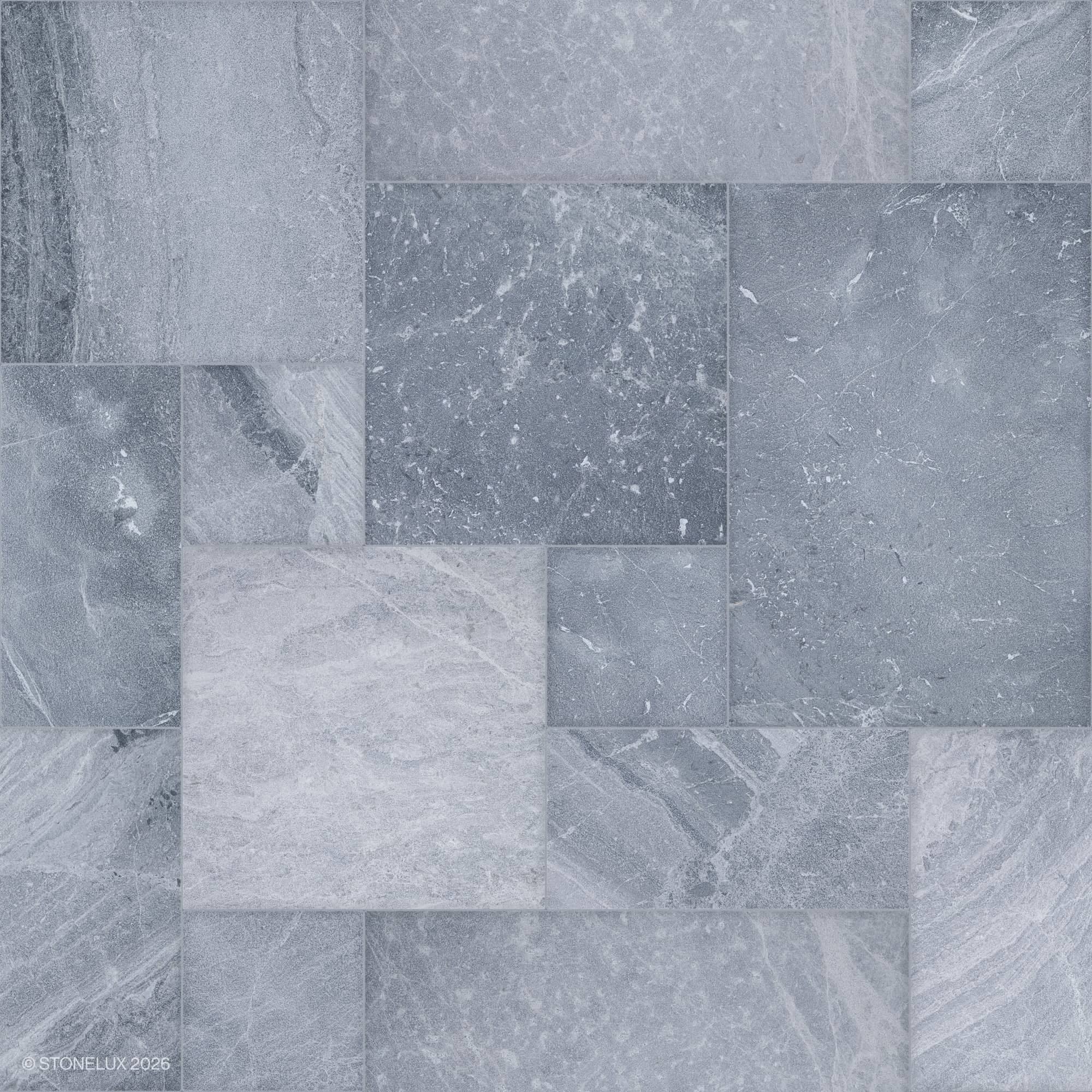 Aegean Grey Marble Sand Blasted French Pattern 3cm Paver