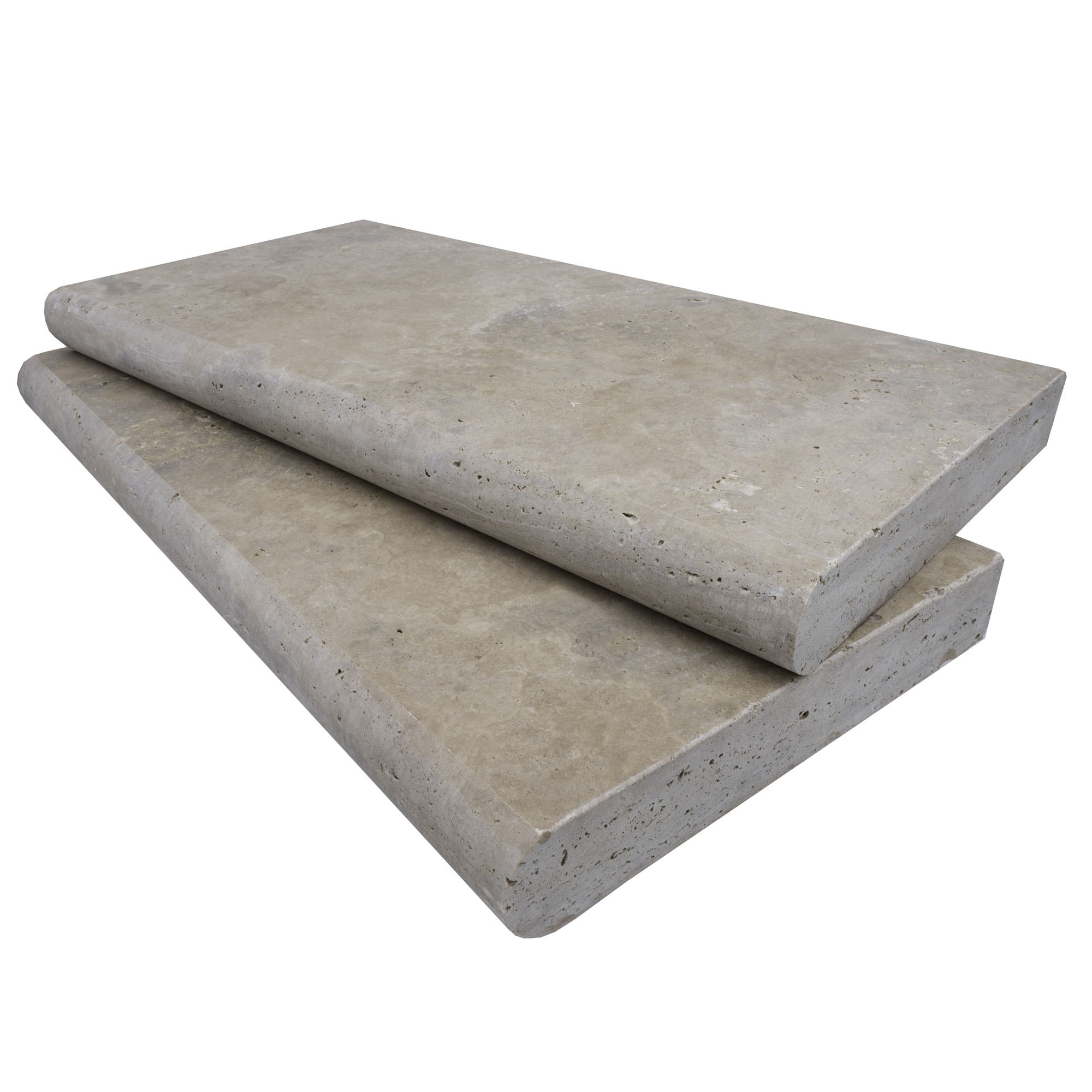 Philly Travertine Tumbled 12x24x2 Single Bullnose Coping - Premium