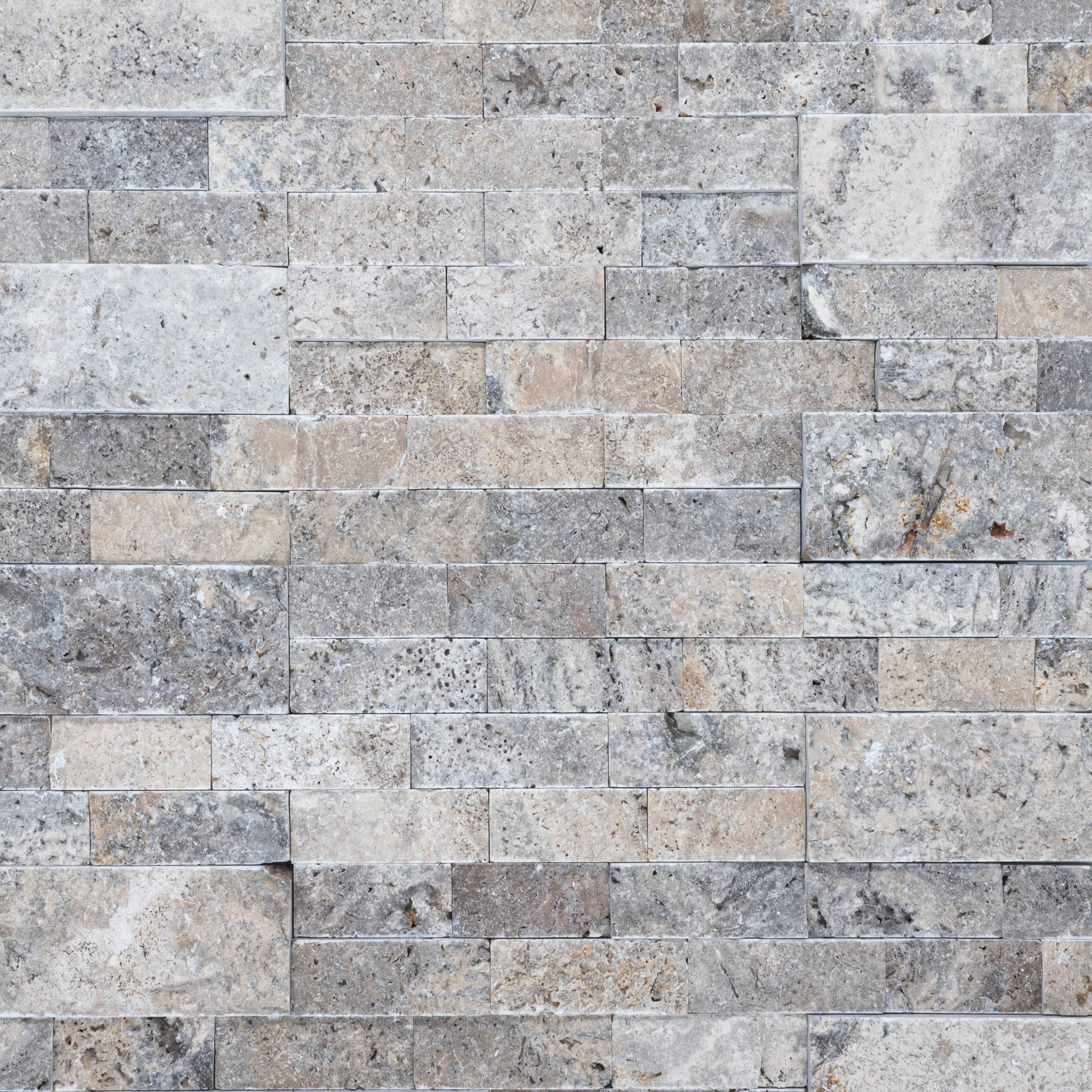 Silver Travertine Splitface Ledger Panel - 6x24