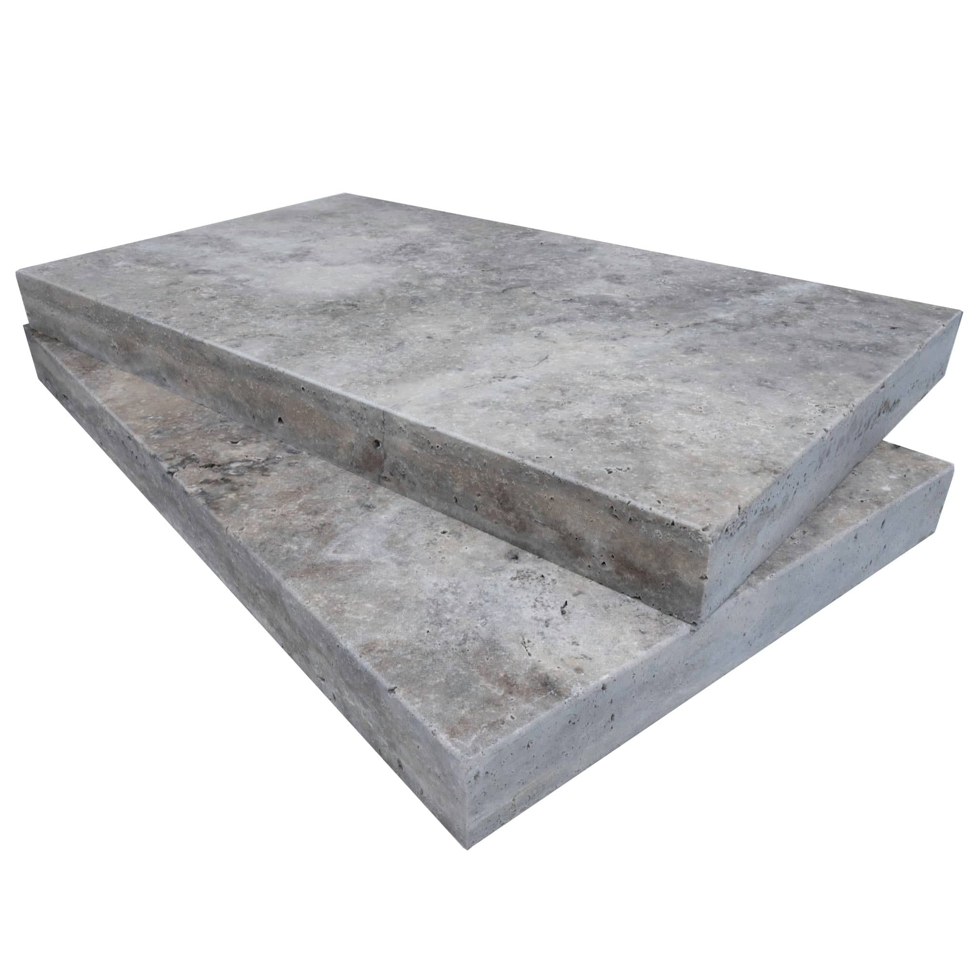 Silver Travertine Tumbled 14x48x2 Eased Edge Coping - Premium