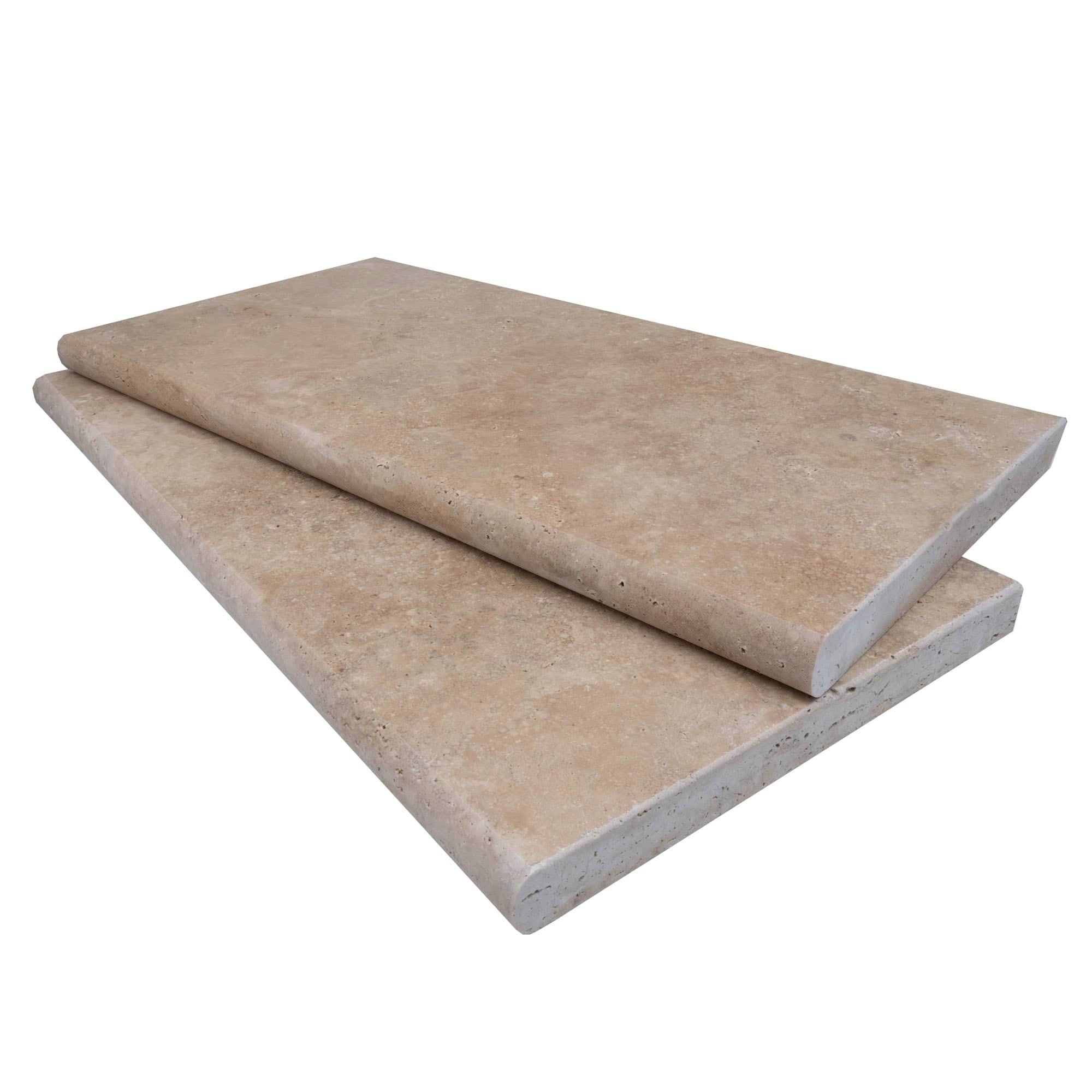 Walnut Travertine Tumbled 12x24x3cm Single Bullnose Coping - Premium
