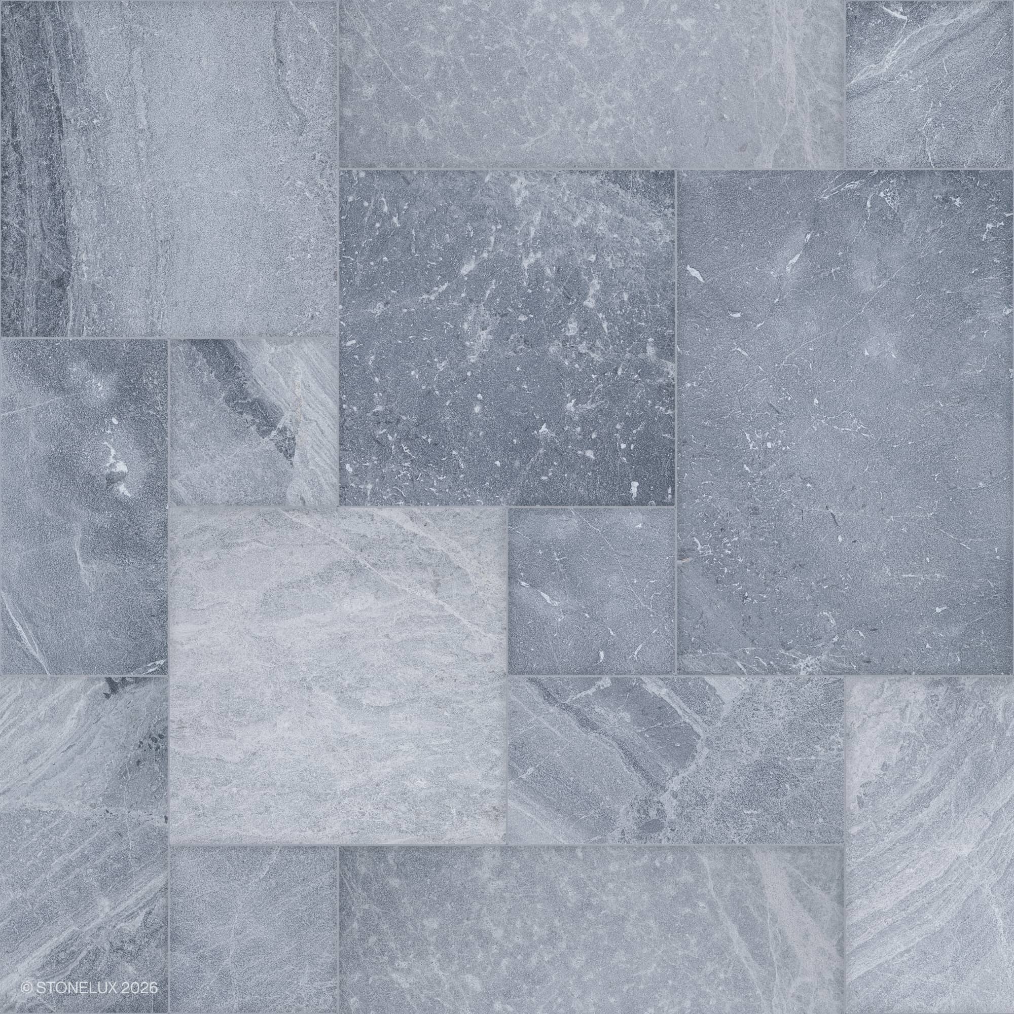 Aegean Grey Marble Sand Blasted French Pattern 3cm Paver