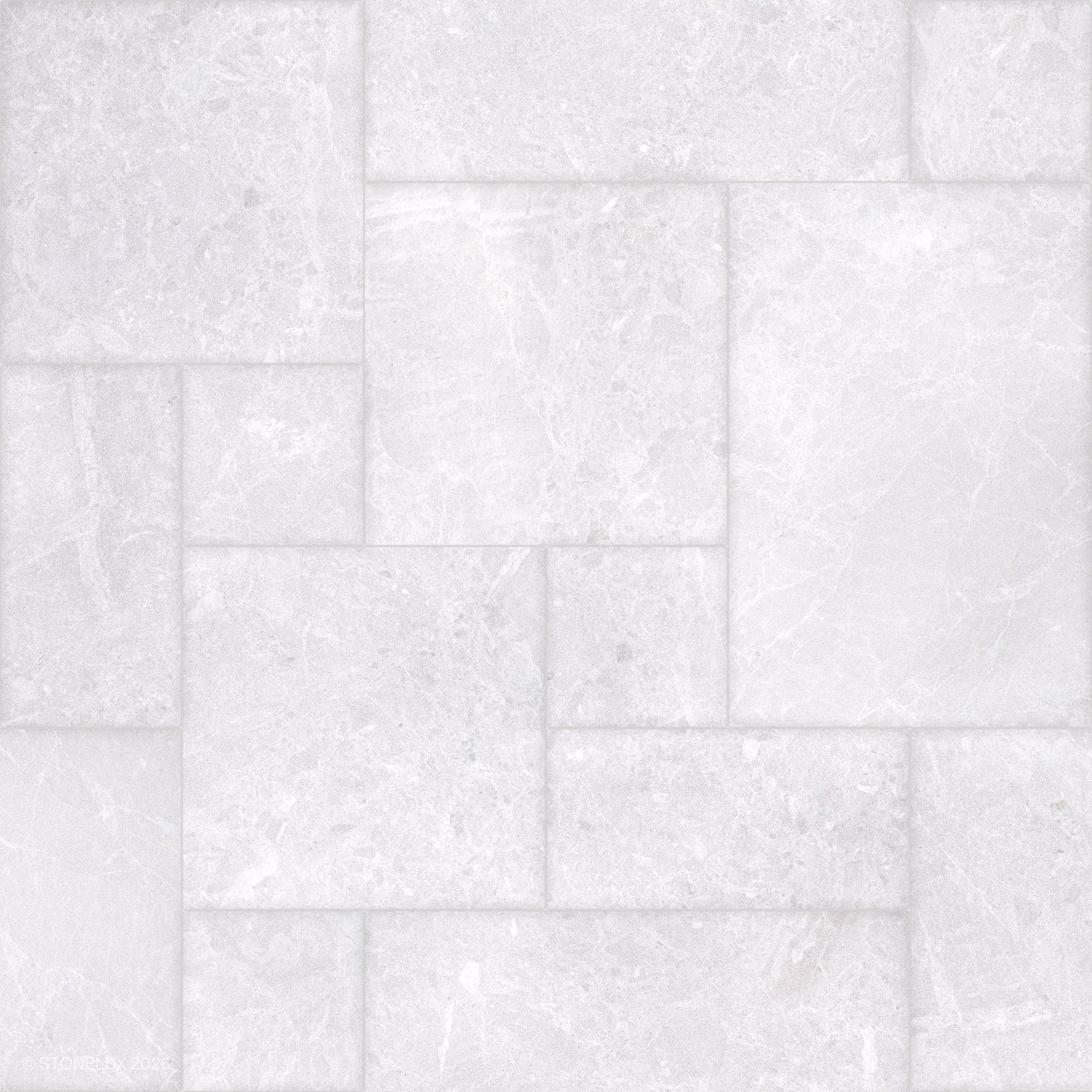 Close-up of the Pera Cream Marble Sand Blasted French Pattern 3cm Paver by STONELUX, showcasing a light cream hue with subtle veining and a textured sandblasted finish. Ideal for elegant hardscape projects, blending durability with natural beauty.