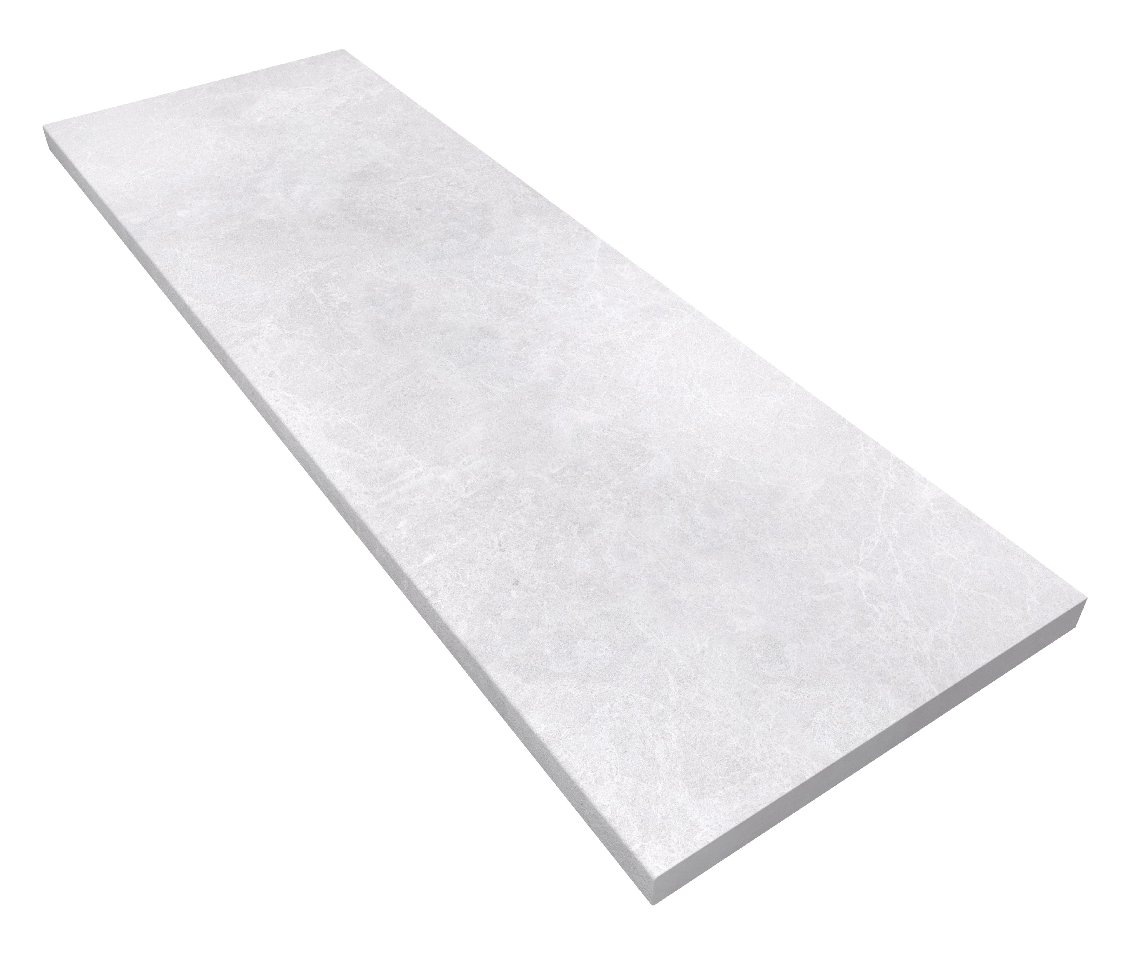 Pera Cream Marble Sand Blasted 24x72x2 Eased Edge Tread by STONELUX, showcasing a smooth, sandblasted marble finish with subtle veining. Ideal for pool coping or steps, this premium marble offers a sleek, modern look with its eased edge design.