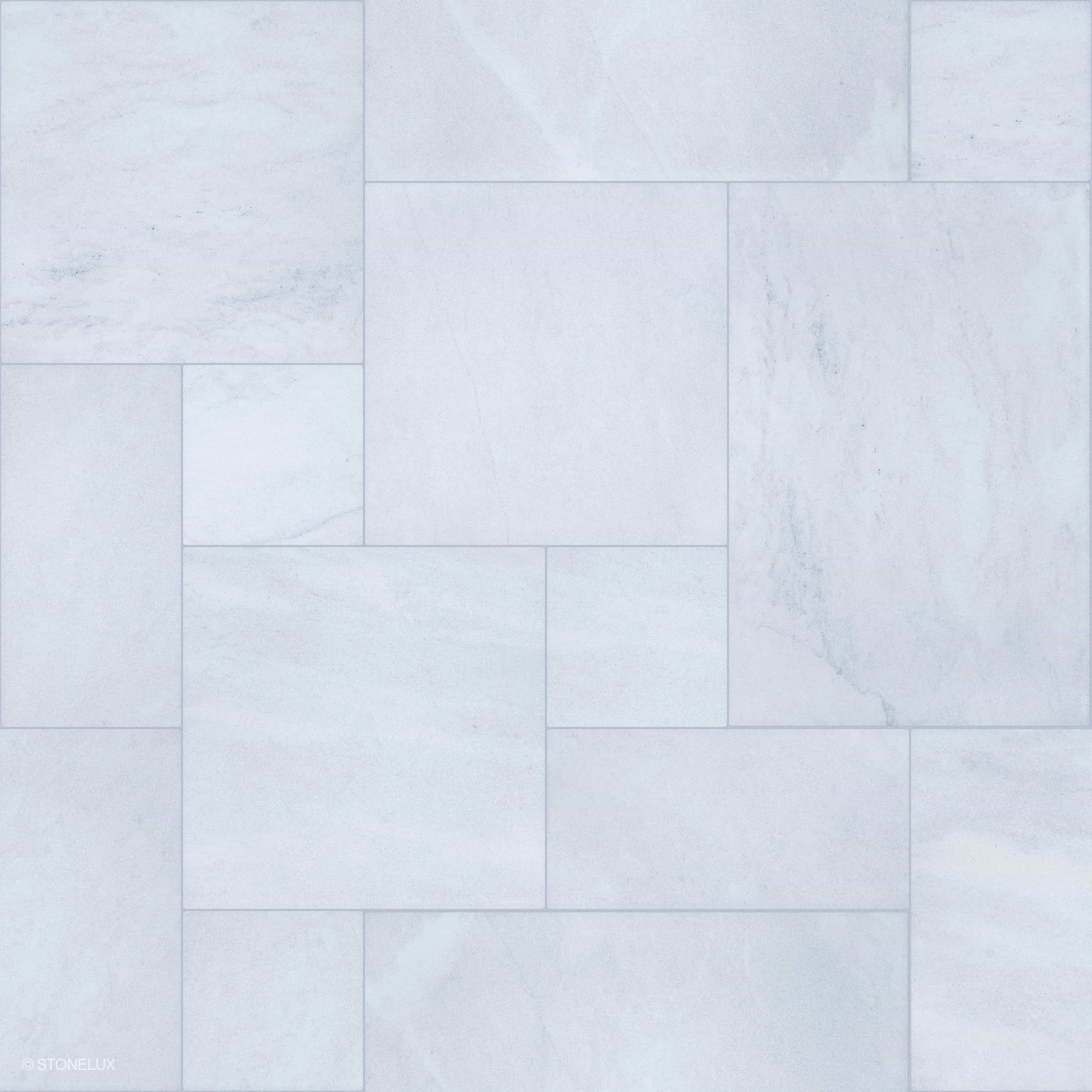 Close-up of the Afyon White Marble Sand Blasted French Pattern 3cm Paver. The marble displays a subtle white hue with gentle veining and a textured sandblasted finish, ideal for elegant hardscape and pool projects. SKU: PAV-AFYWHIMAR-SB-FREPAT.