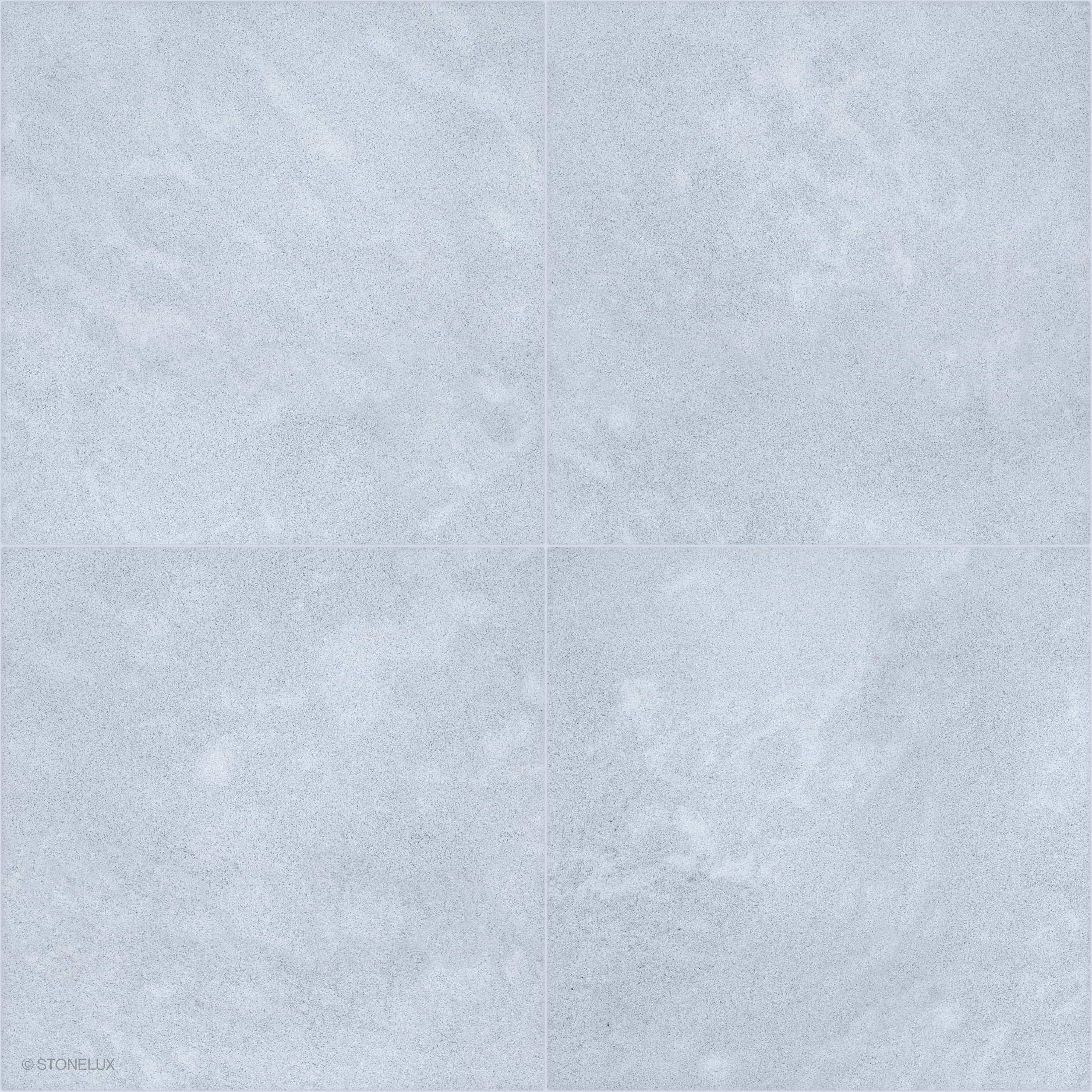 Product view of Afyon Grey Marble Sand Blasted 24x24 3cm Paver, showing a light cool-grey marble surface with fine blue-grey speckling, soft cloudy movement, and its textured finish.