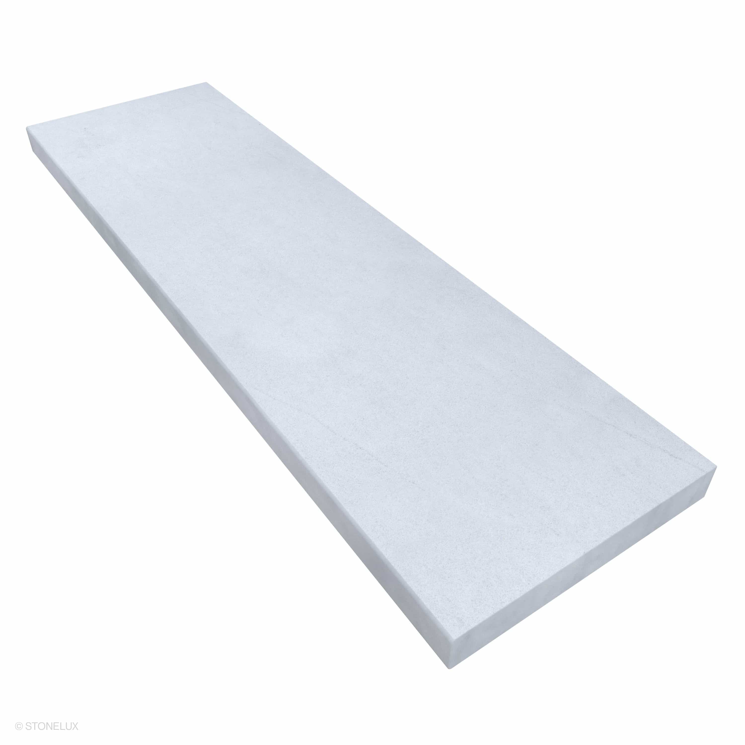 Afyon White Marble Sand Blasted 14x48x2 Eased Edge Coping features a smooth, sandblasted surface with subtle gray veining. Its 2-inch thickness and eased edge profile make it ideal for pool edges and wall caps, enhancing modern hardscape designs with n...