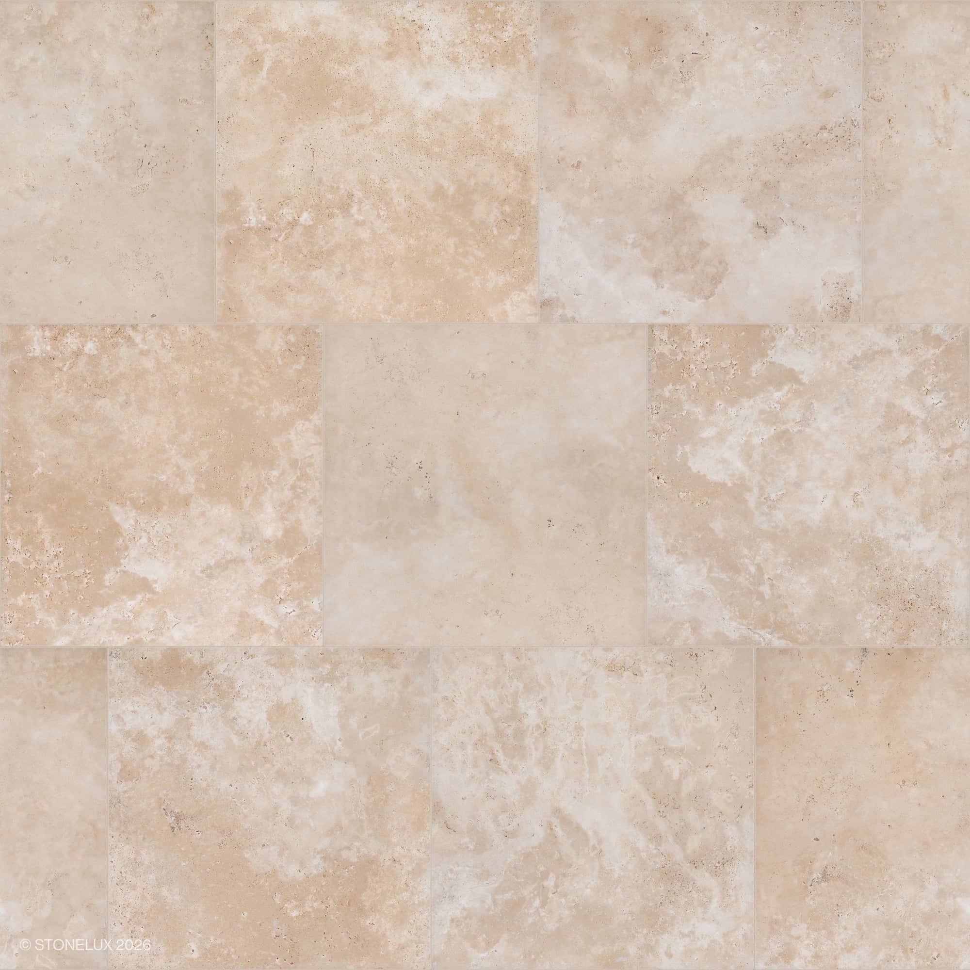 Ivory Travertine Tumbled 24x24 3cm Paver - Premium