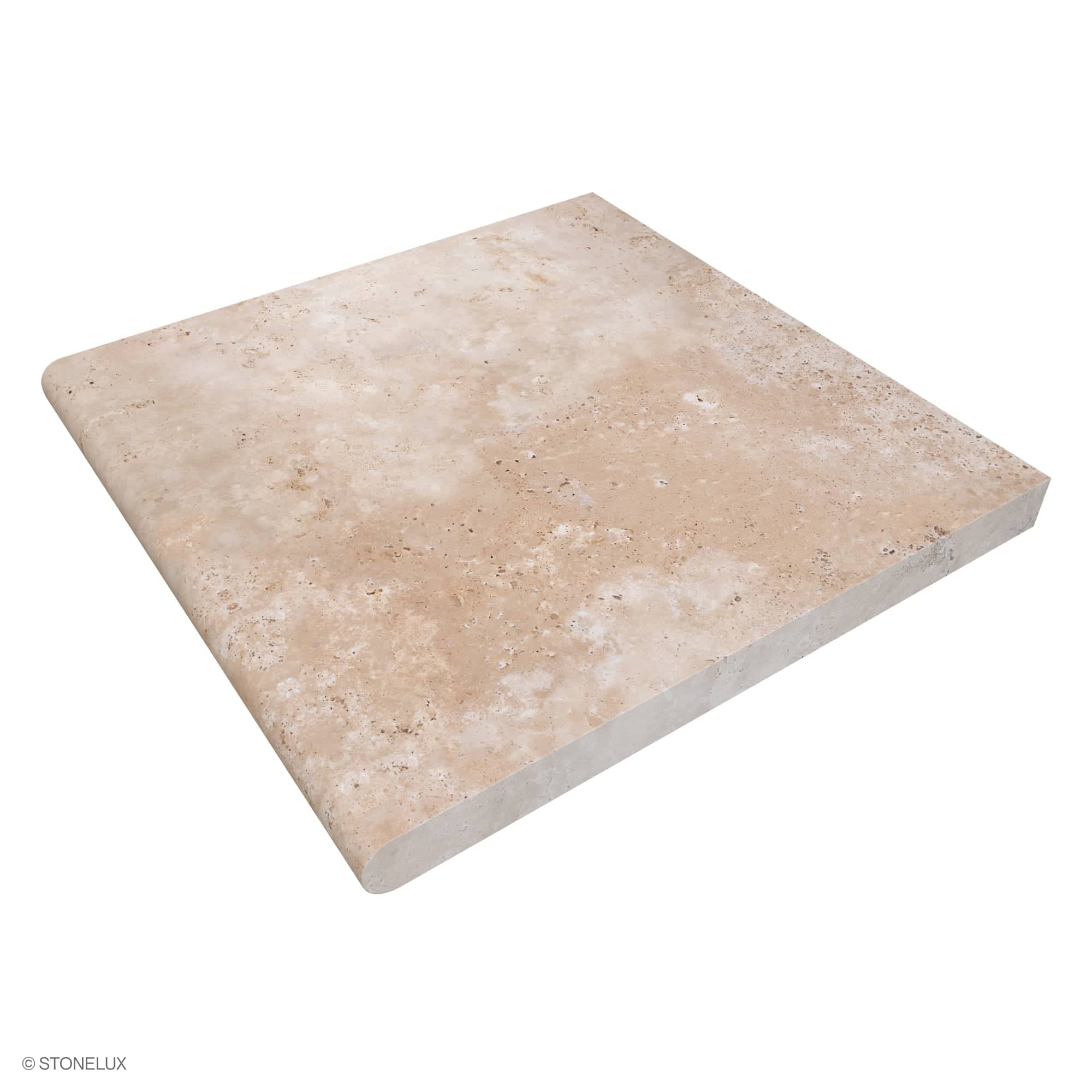 Ivory Travertine Tumbled 24x24x2 Single Bullnose Coping - Premium