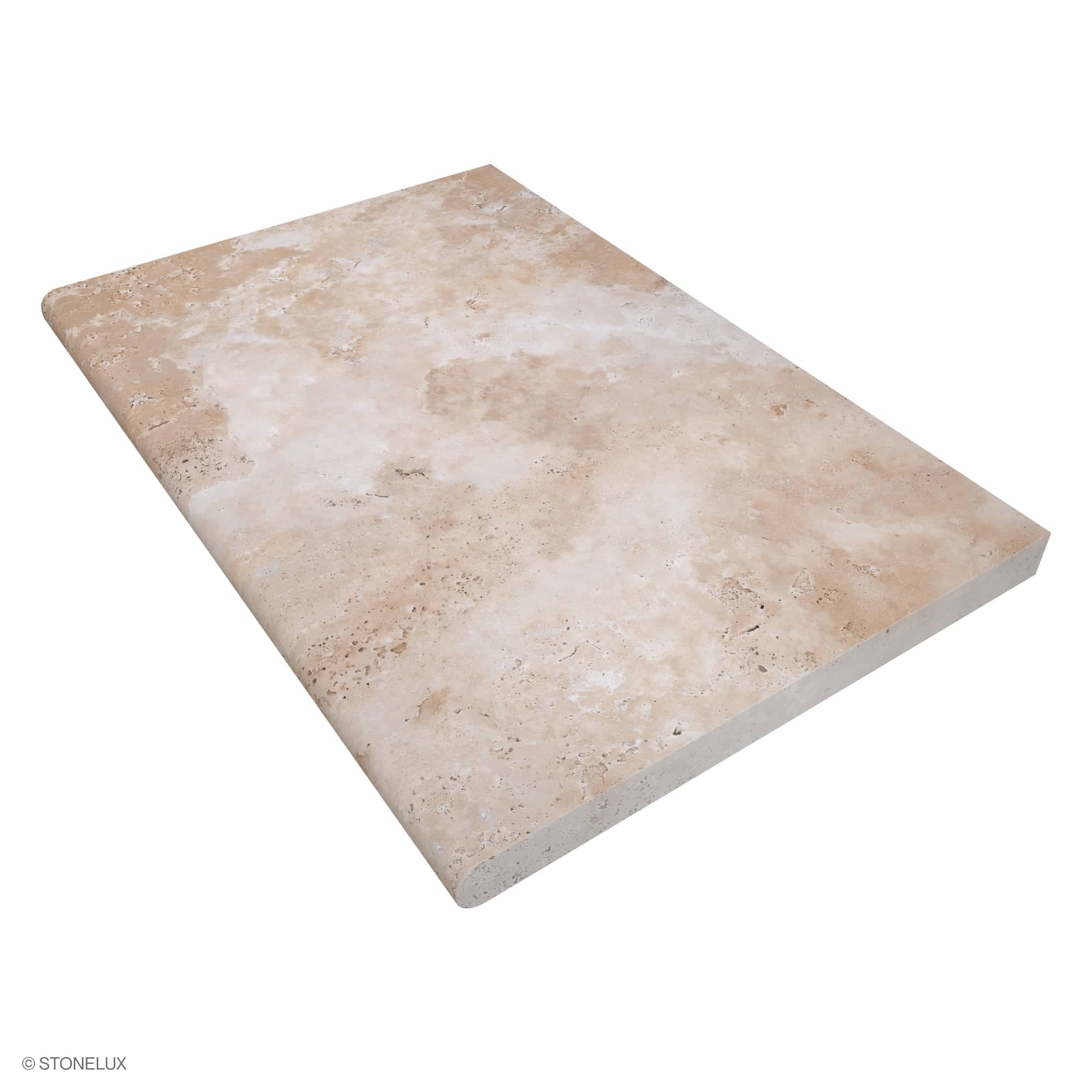 Ivory Travertine Tumbled 24x36x2 Single Bullnose Coping - Premium