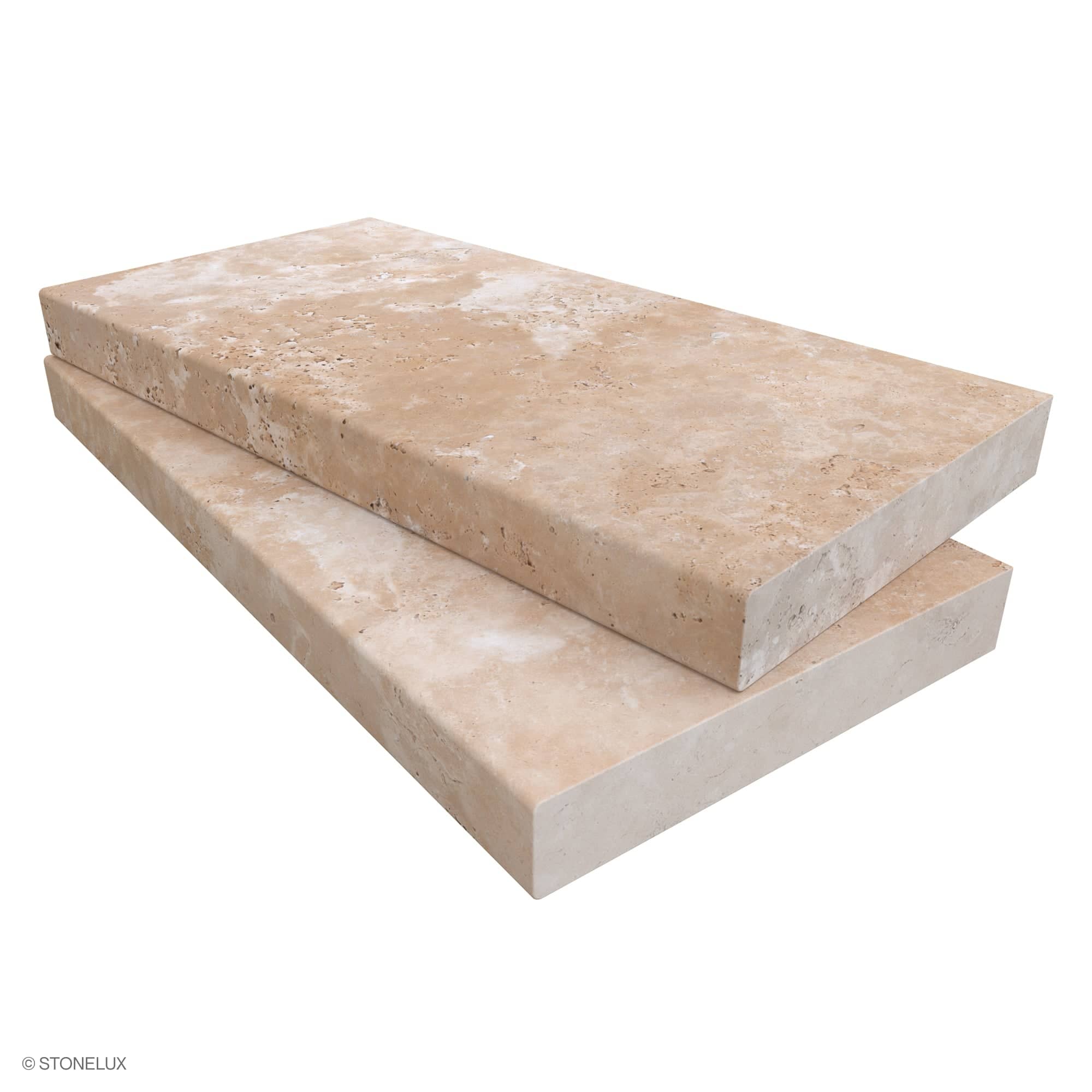 Ivory Travertine Tumbled 12x24x2 Eased Edge Coping - Premium