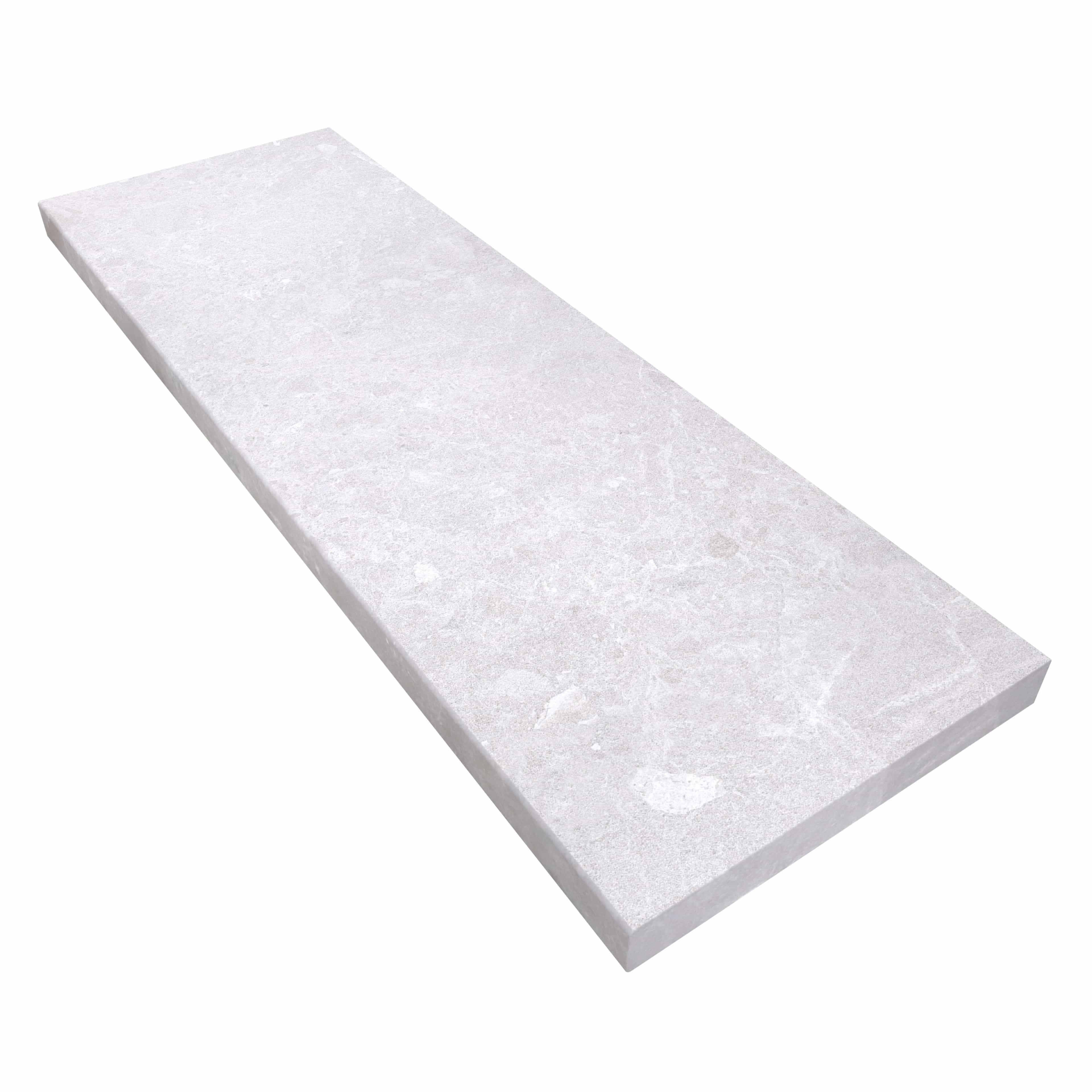 Close-up of the Pera Cream Marble Sand Blasted 16x48x2 Eased Edge Coping by STONELUX, showcasing its elegant sandblasted marble texture. This premium marble coping features subtle cream hues, ideal for pool edges and wall caps. Perfect for modern hards...