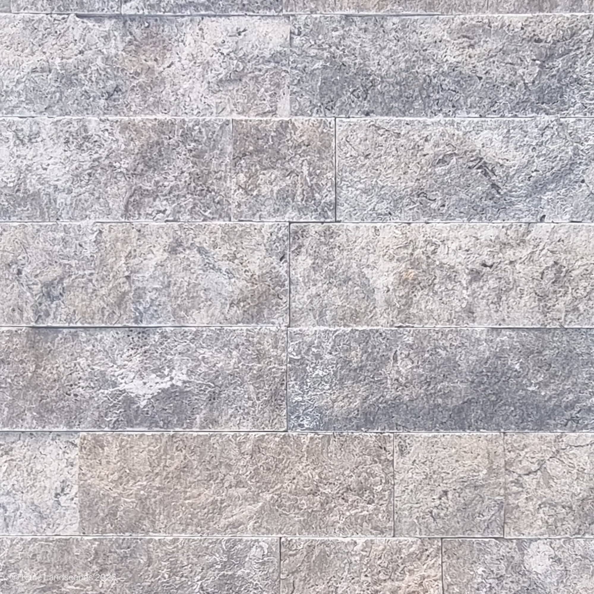 Silver Travertine Splitface Veneer - 4" X Free Length