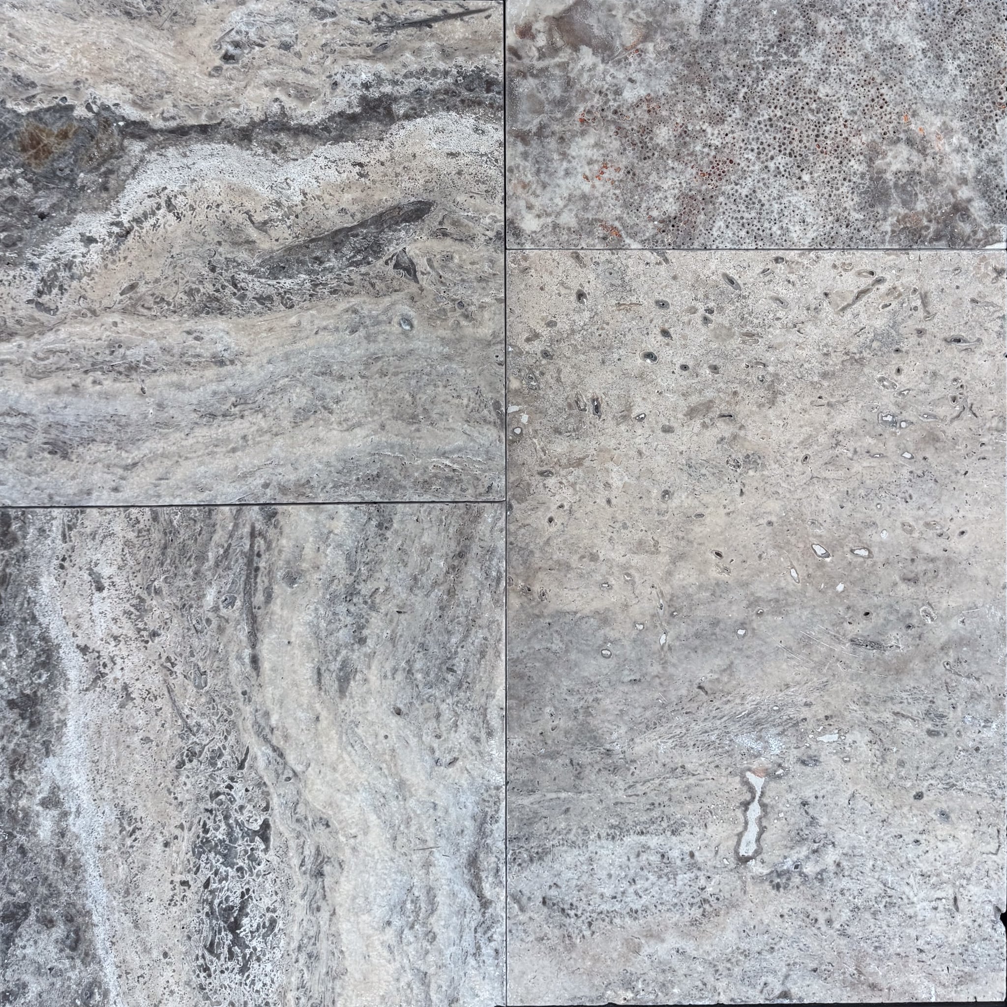 Silver Travertine Tumbled French Pattern 3cm Paver - Select