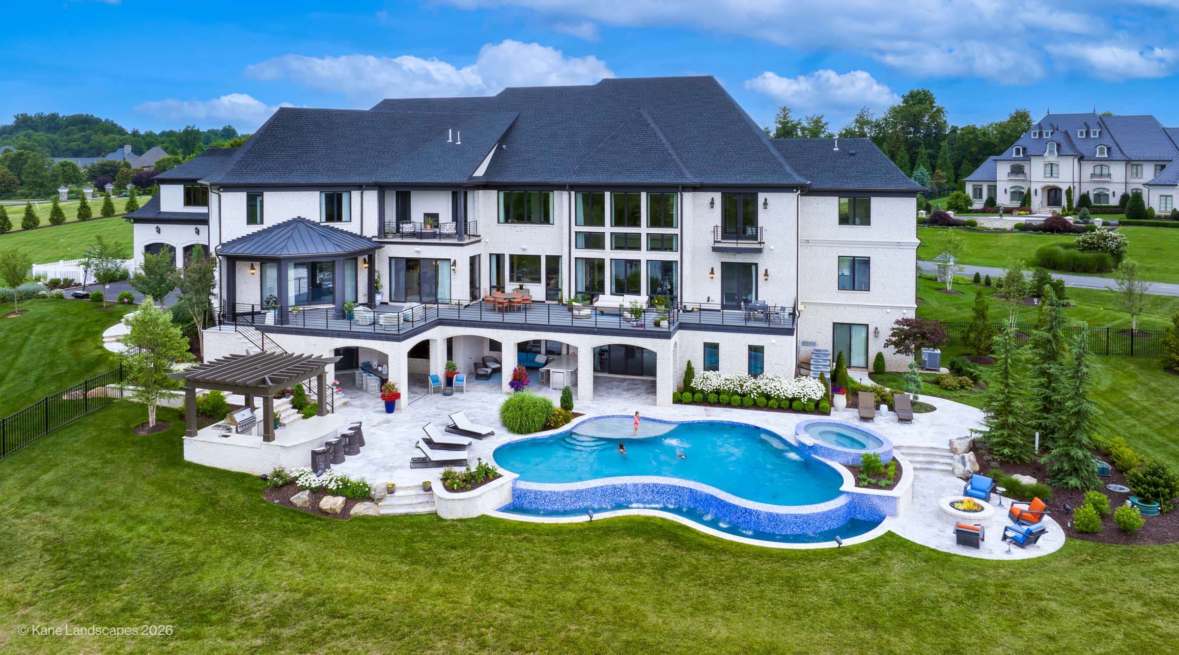Lakeview Retreat, Pool, and Patio | Tundra Grey Marble