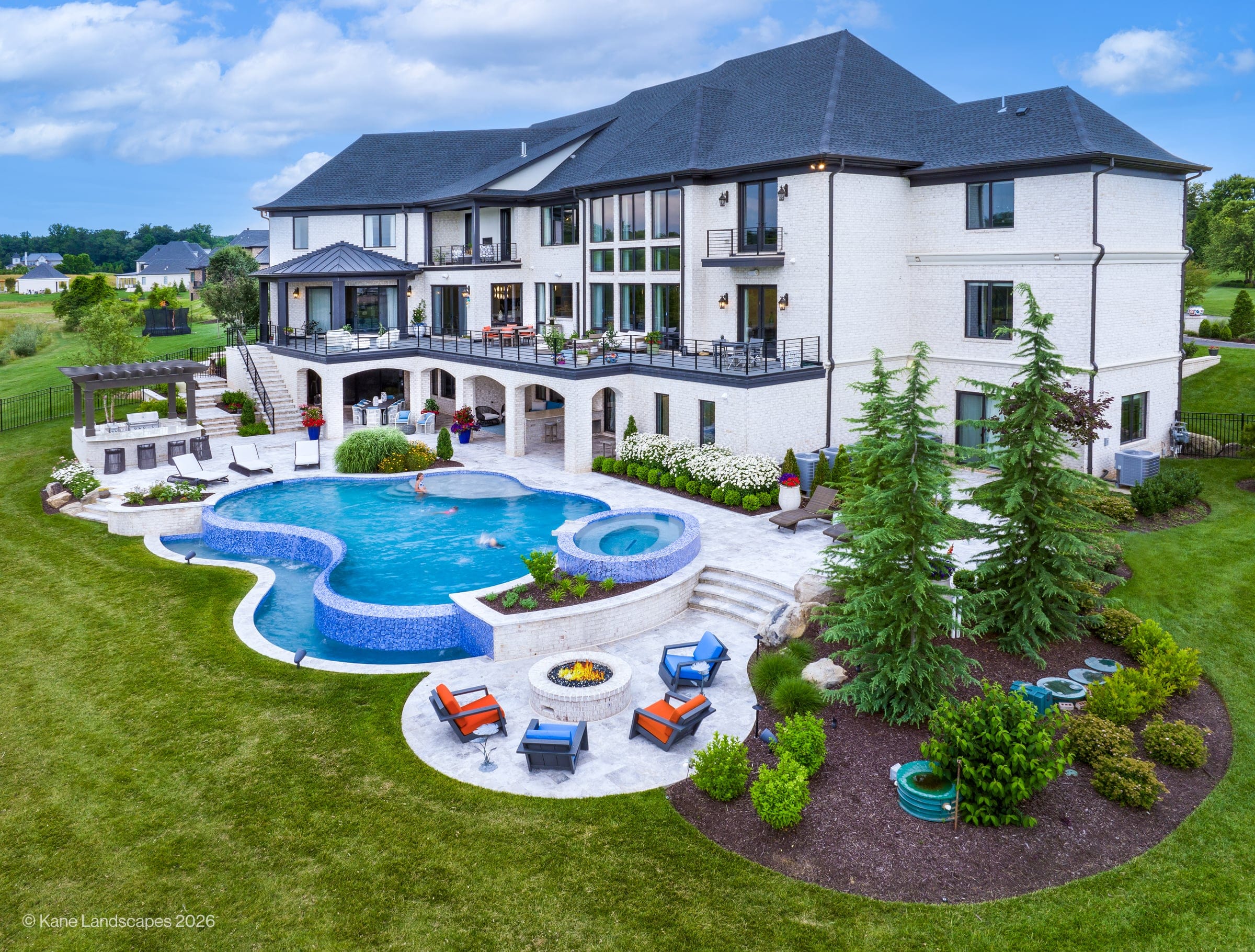 Lakeview Retreat, Pool, and Patio | Tundra Grey Marble
