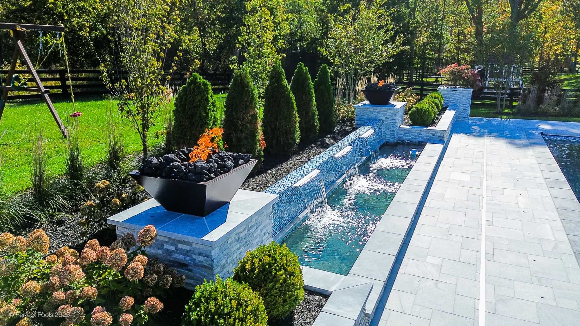 Aldie Serenity – Afyon White & Arctic Grey Marble Luxury Pool Project - Project Photo