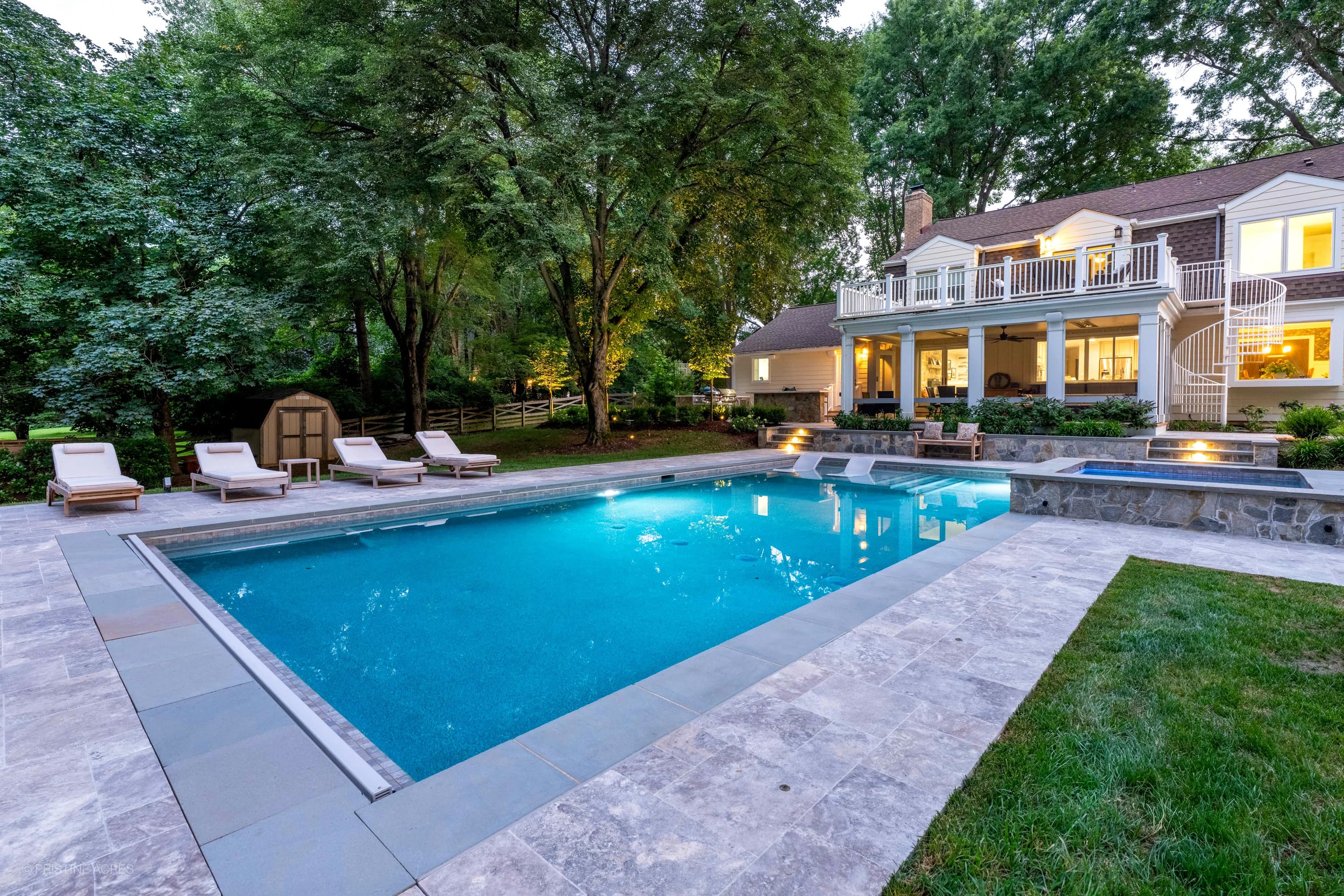 Vienna Pool Retreat – Silver Travertine & Bluestone - Project Photo